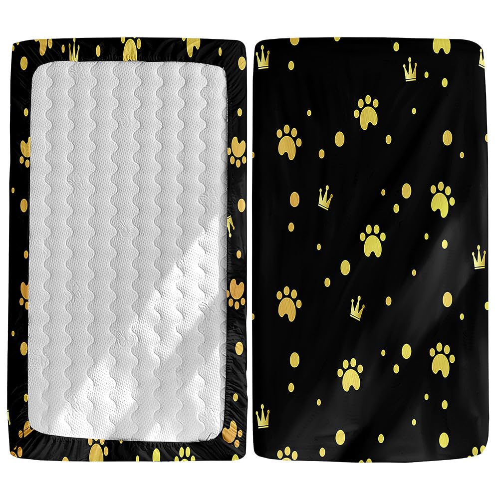 Morbuy Next to Me Crib Sheets, 3D Dog Print Cot Bed Sheets, Soft Breathable Microfiber Moses Basket Sheets, Cot Sheets for Boy and Girl, Durable Easy Care Crib Sheets (Black A,90x40cm)