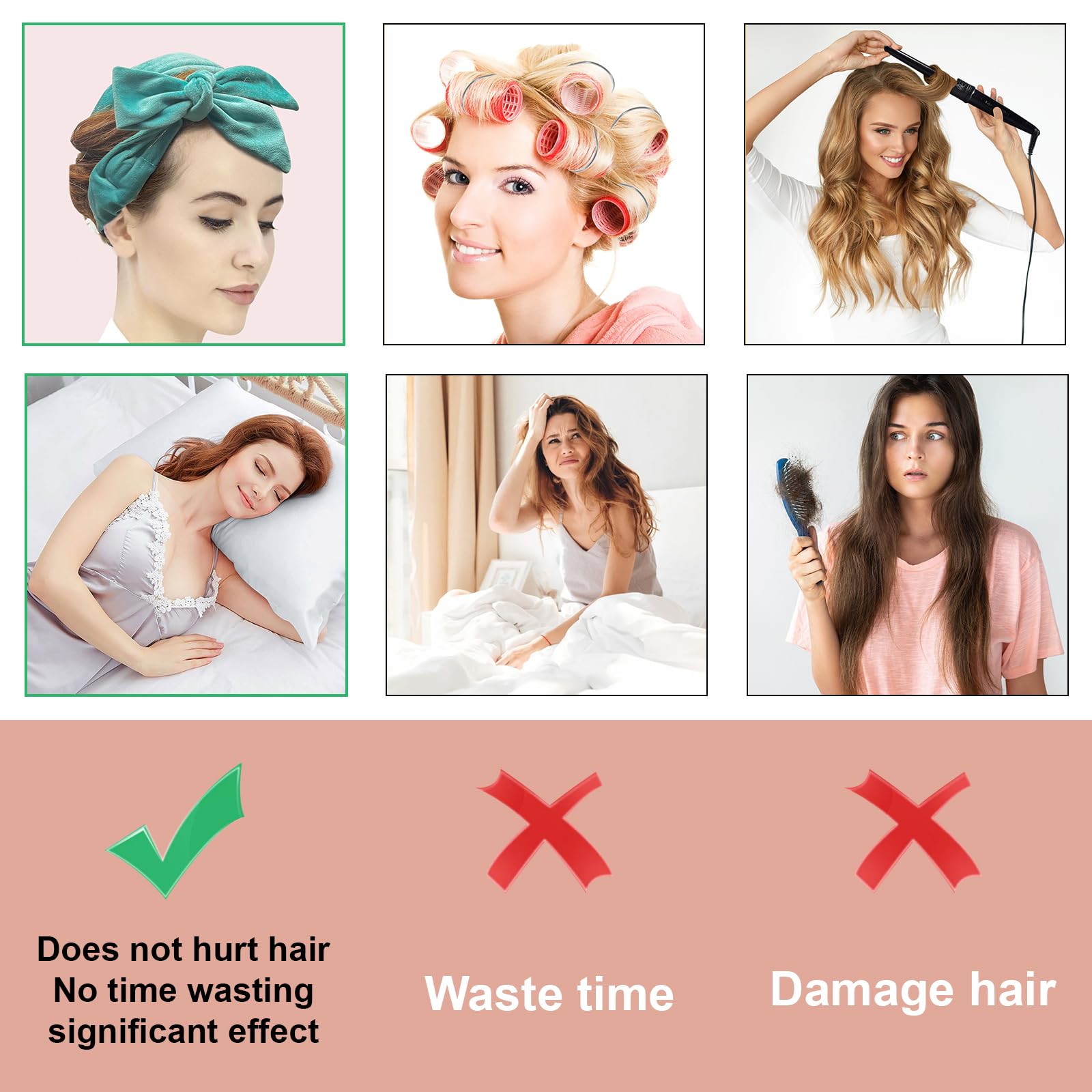 Heatless Curlers Headband, Soft Velour Heatless Curls, Overnight Heatless Hair Curling Set - Image 3