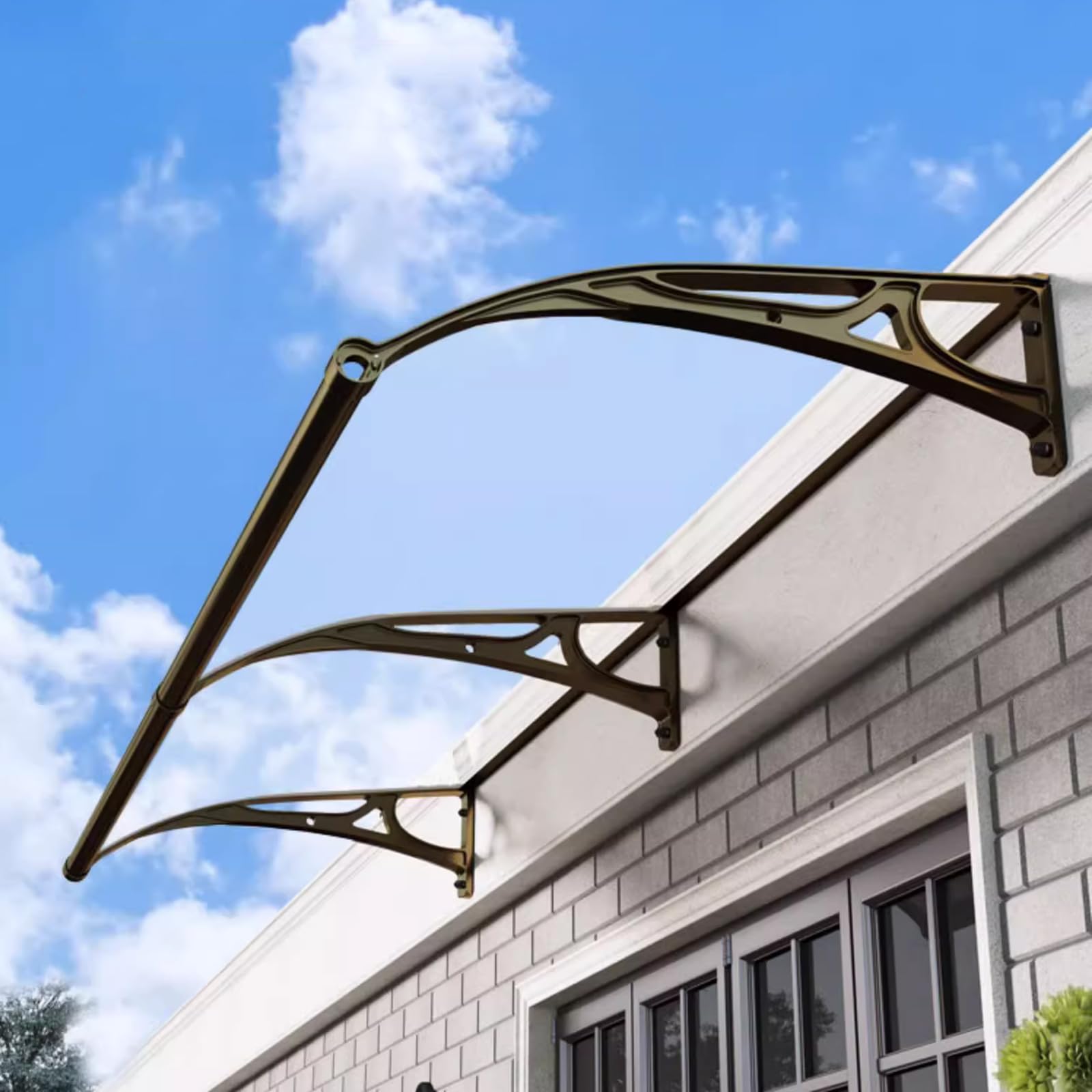 GJZQDKX Curved Door Window Awning Canopy Rain Shelter Polycarbonate Cover Water Resistant (100x180cm/39 x71)