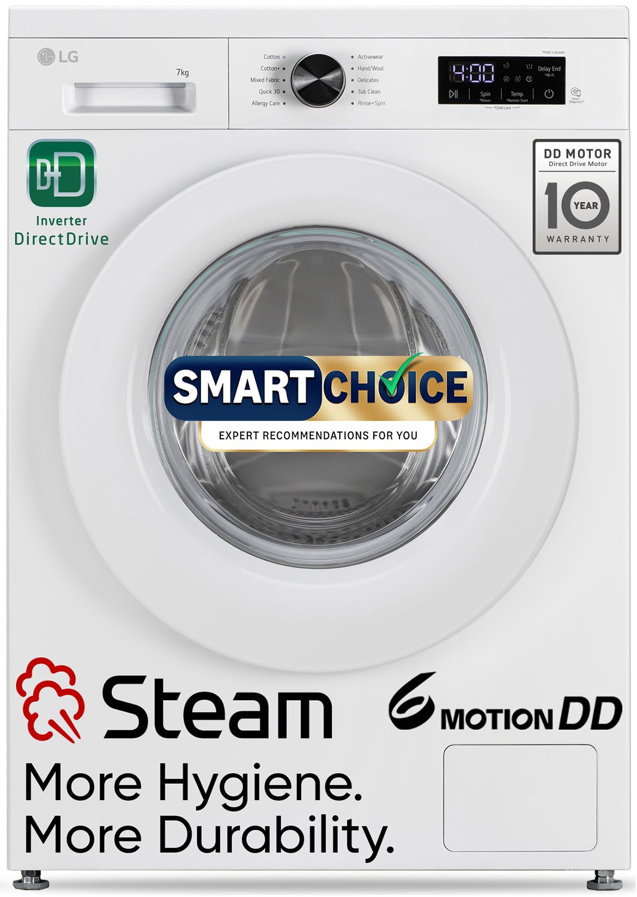 LG Smart Choice, 7 Kg, 5 Star, Steam, Inverter Direct Drive Technology, 6 Motion DD, Fully-Automatic Front Load Washing Machine (FHB1207Z2W, Remove