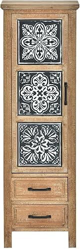 FRITHJILL Armario decorativo de torre de 47.2 pulgadas de alto, armario decorativo estrecho de madera rústica para espacios pequeños, no requiere