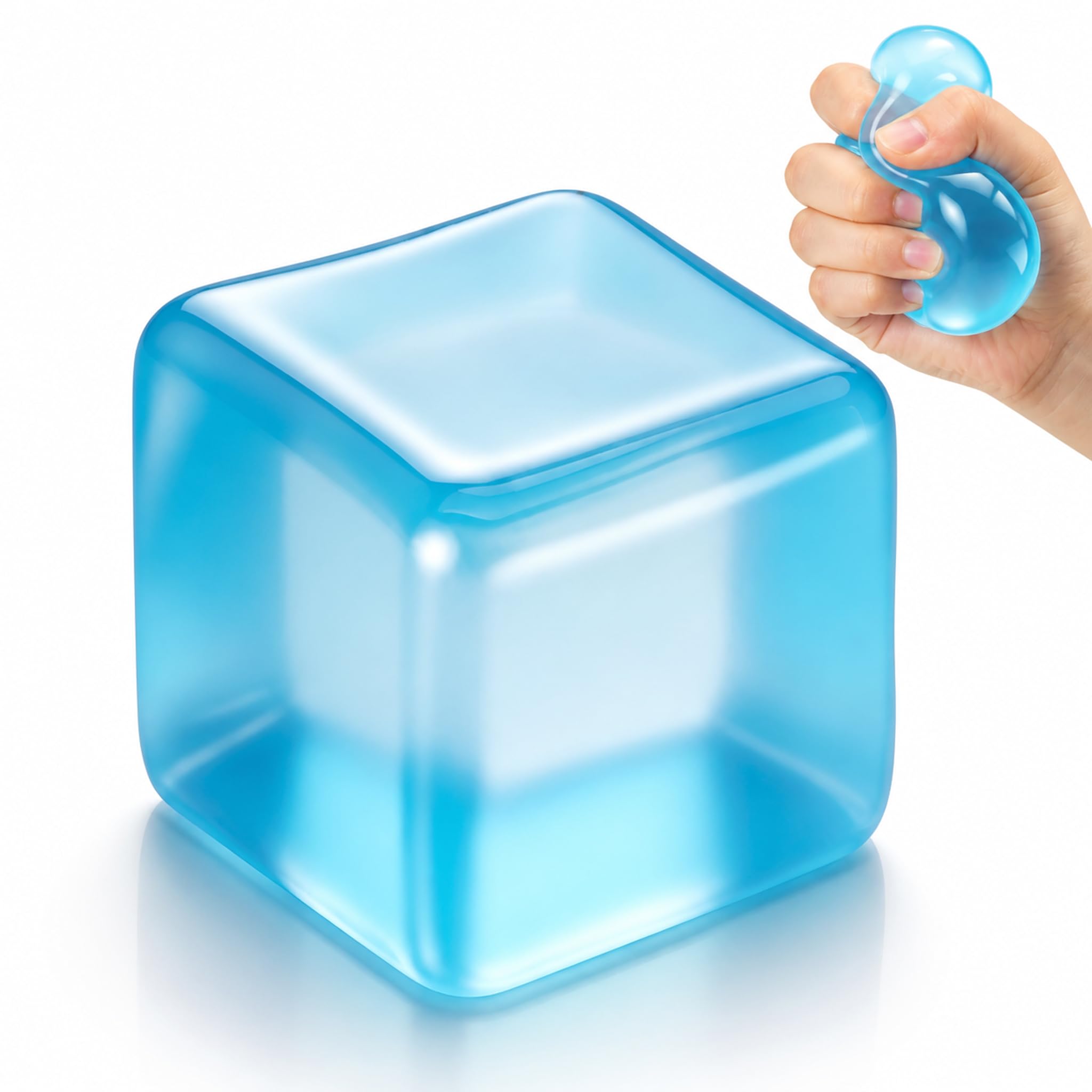 Photo 1 of Premium Big Block Stress Cube, Squishy Fidget Toy, 2" Slow Rising Sensory Squeeze Cube Filled with Thick Substance, Classroom Prizes Party Favors for Adults Teens (Blue)