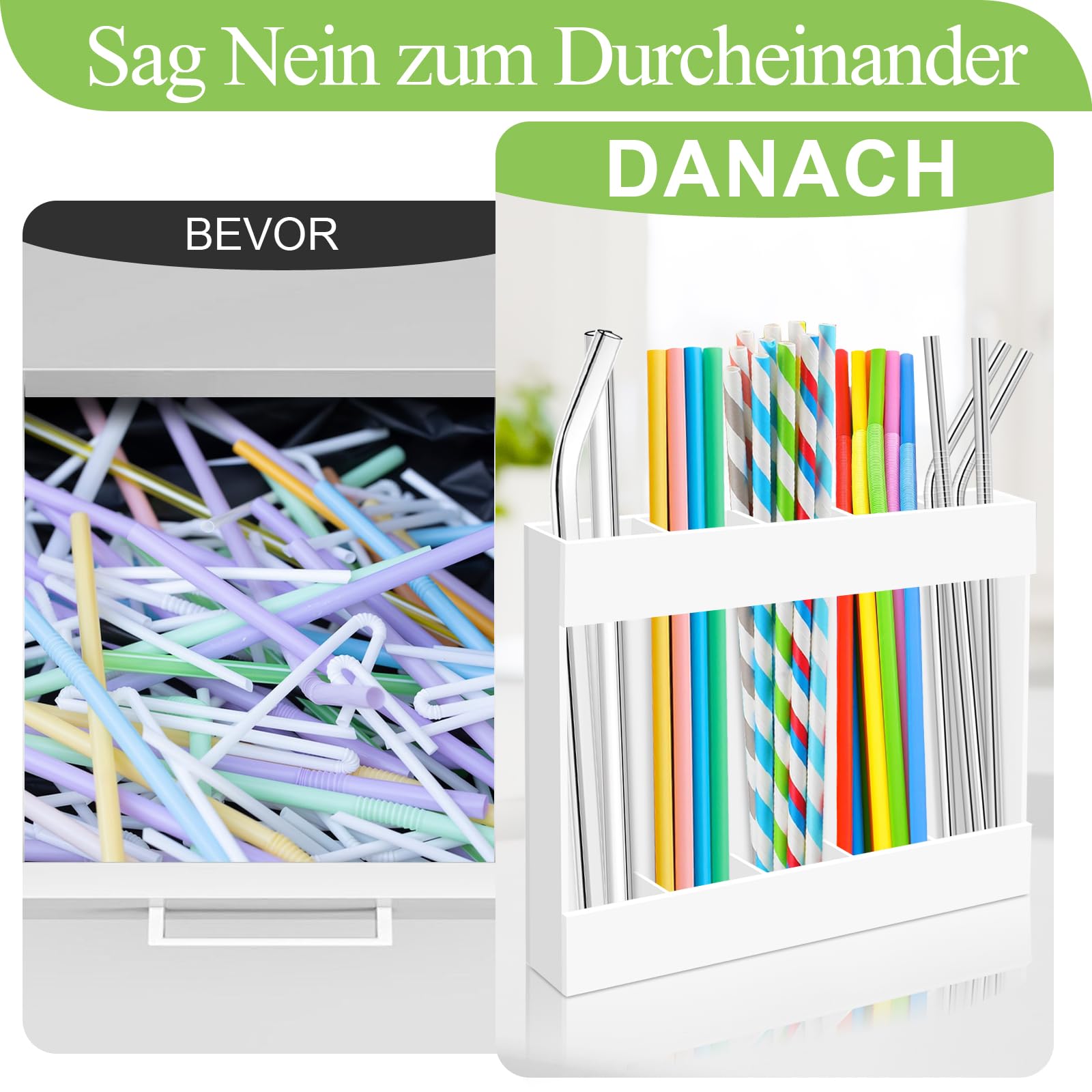 Acryl-Strohhalmhalter Für Schranktür – Höhenverstellbar, Mit Aufklebern, Platzsparend & Stylisch Für Küche, Bar Oder Café