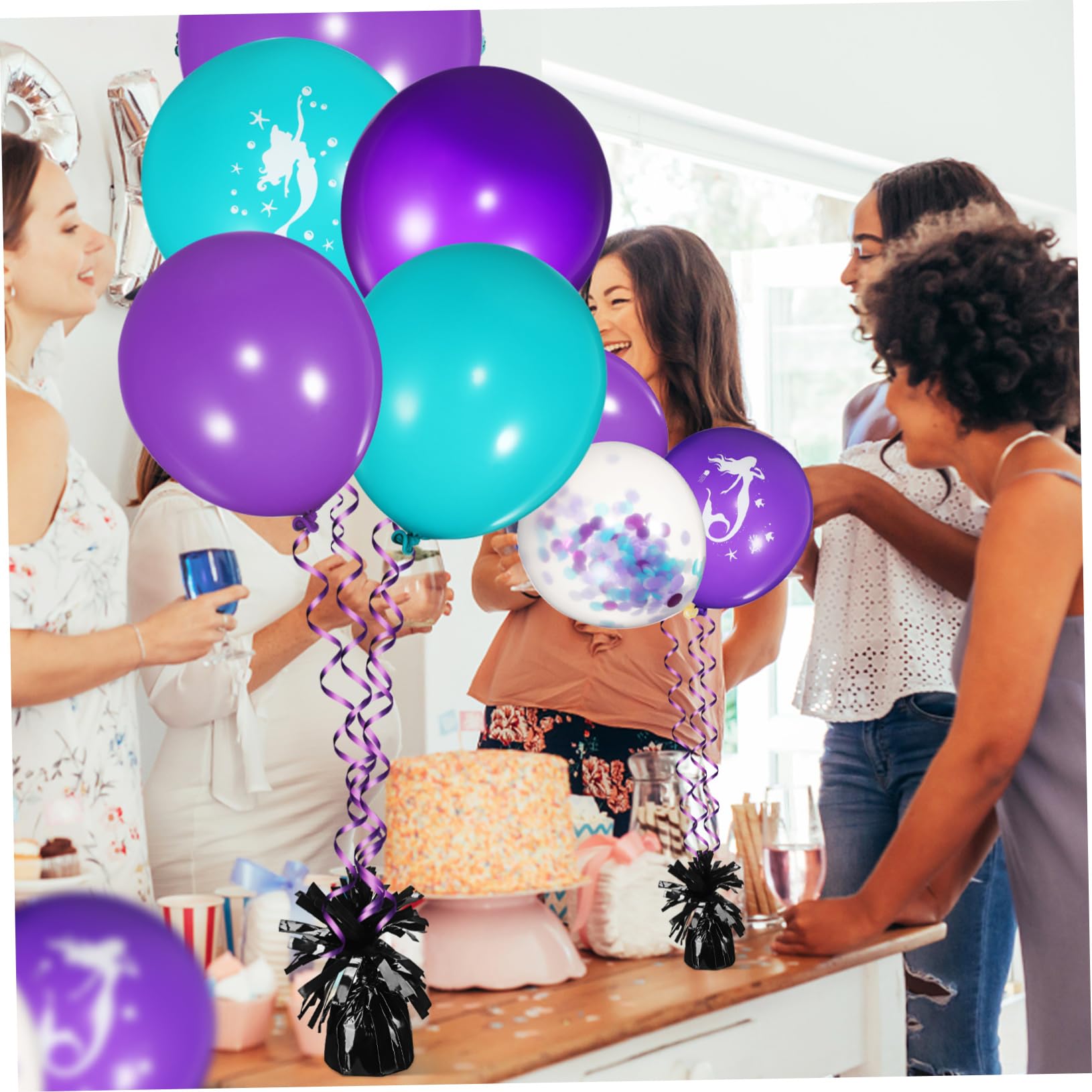 Pesetti per Palloncini, 8 Pezzi in Pet Nero, Resistenti ai Danni, Facili da Usare, per Matrimonio e Festa, Design Compatto e Lucido