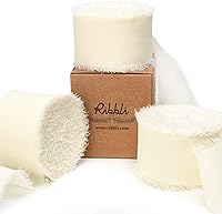Vista 25 de Ribbli Cinta de gasa blanca – 1.5 pulgadas x 30 yardas, seda hecha a mano, gasa con flecos para invitaciones de boda, envoltura de regalos, ramos