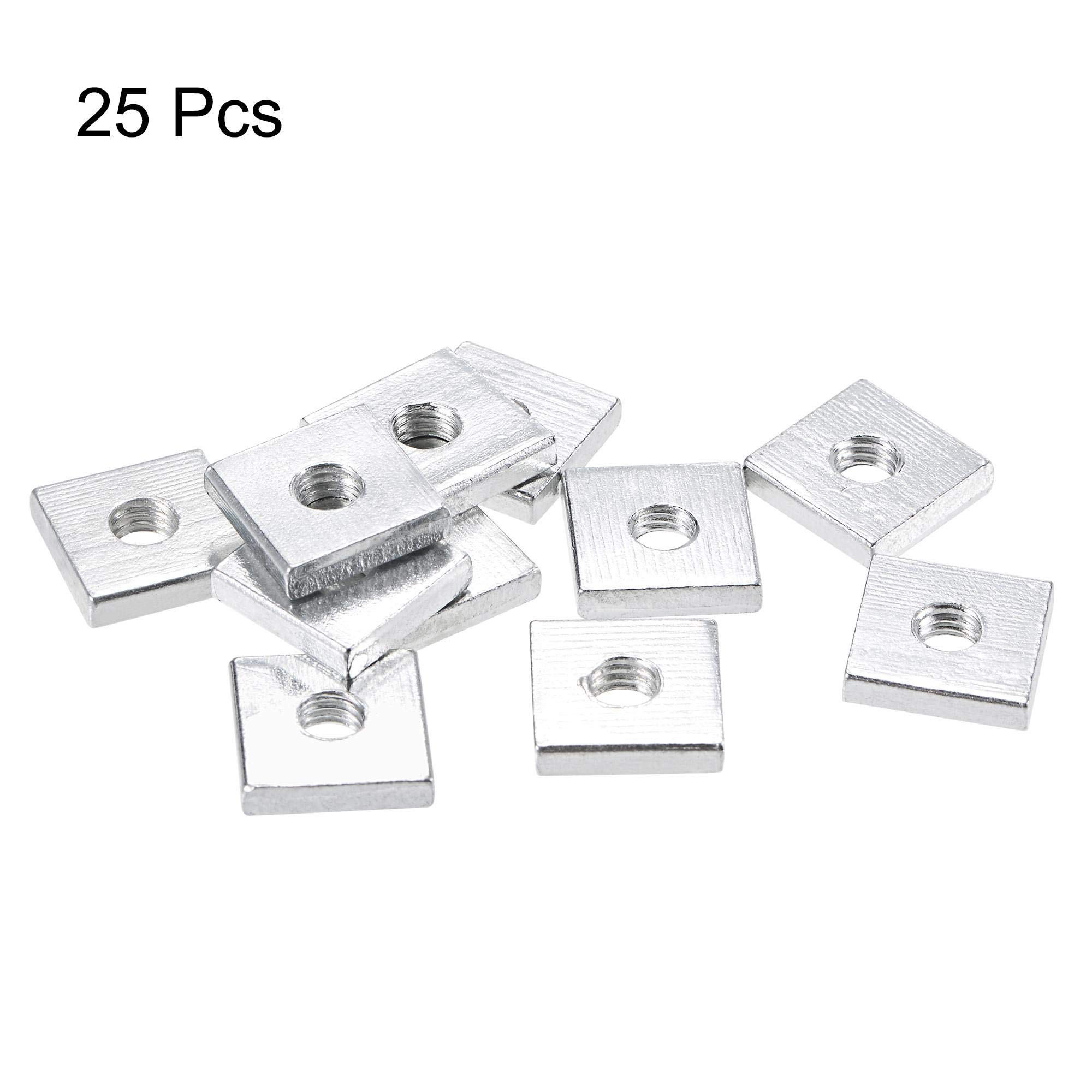 sourcing map Écrous carrés, M5 x 13 mm x 3 mm, Zingué, assortiment de 25 pièces