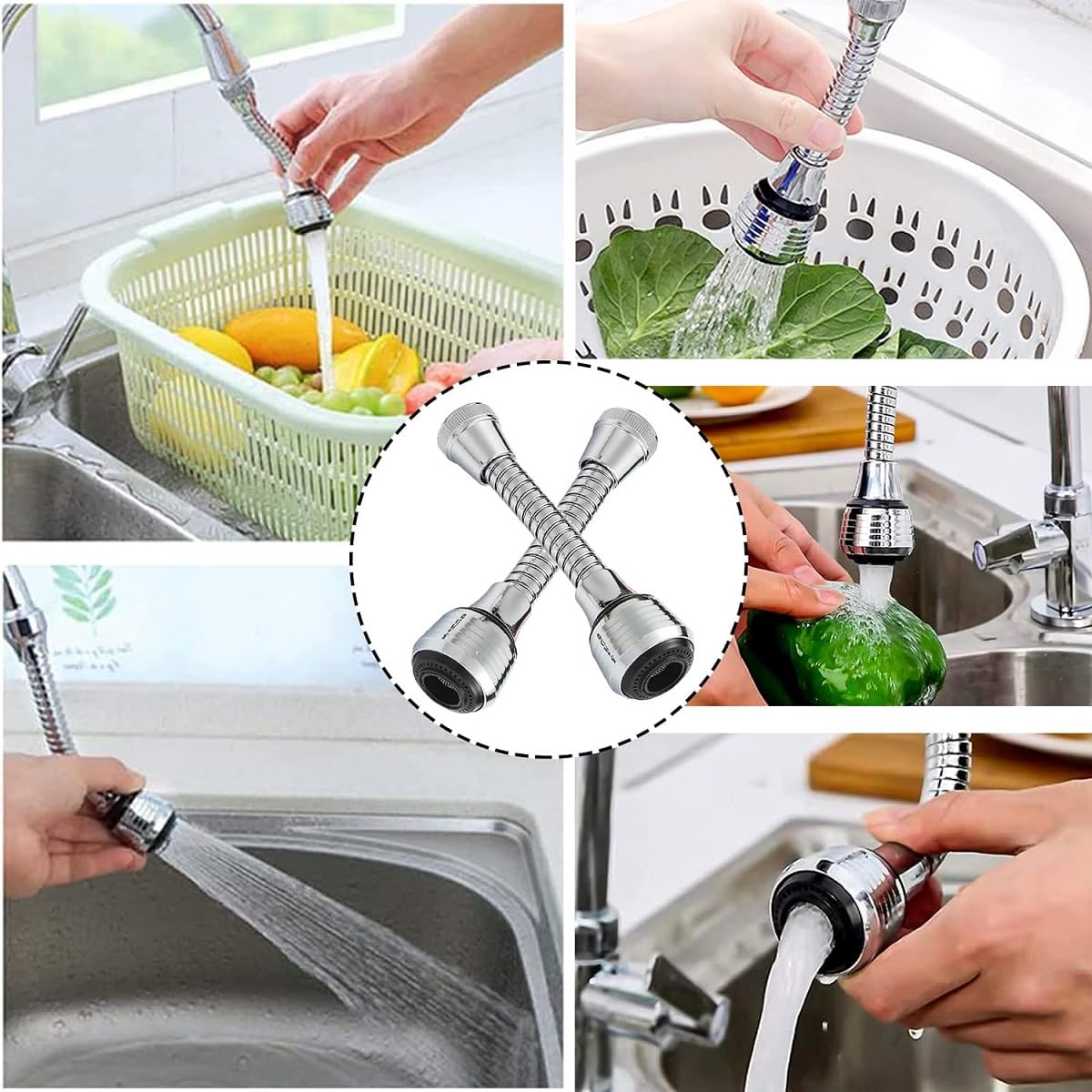 Aireador Grifo Cocina,Extensor Aireador Grifo Lavabo,Ducha para Fregadero de Cocina,2PC Extension Difusor Atomizador Universal, Grifo Lavabo,Flexible de Grifo 360º Pulverizador Adaptador Grifo Cocina