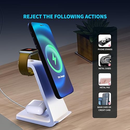 Miniatura 8 de Cargador inalámbrico, estación de carga inalámbrica 3 en 1, soporte de cargador inalámbrico rápido multiusos para iPhone 14131211ProMaxXSXRX8Plus,
