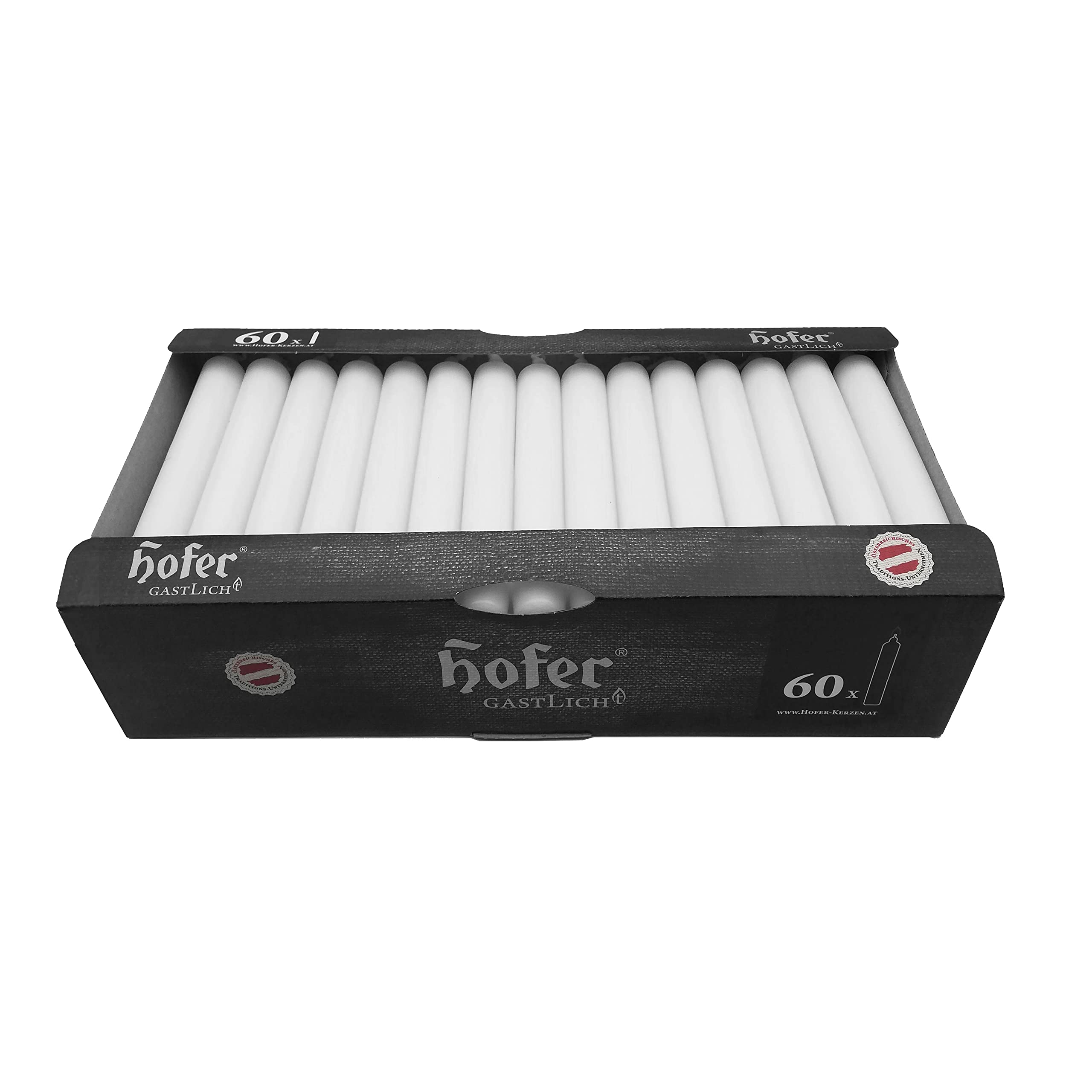 Hofer Set 60 Białe świece stołowe - cm 2,15x18