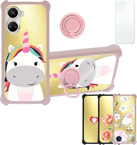 Funda para Huawei Nova 10 Se compatible con Huawei Nova 10 Se con protector de pantalla de vidrio templado PC + TPU 2 en 1 soporte de anillo luz disponible en Yaxa Colombia