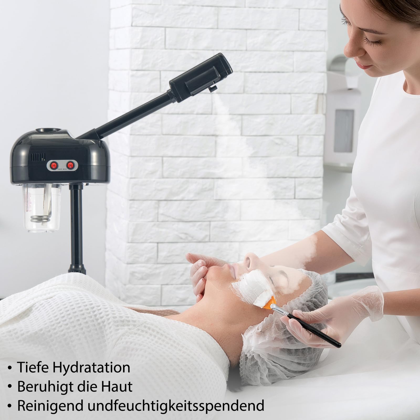 Youyijia Vertikaler Gesichtsdampfer Gesichtssauna Porenreiniger Dampf Spa Maschine Luftbefeuchter Schönheit Heiße und Kalte Dampfgerät Feuchtigkeitsspendende Schönheit Maschine Weiss (Schwarz)