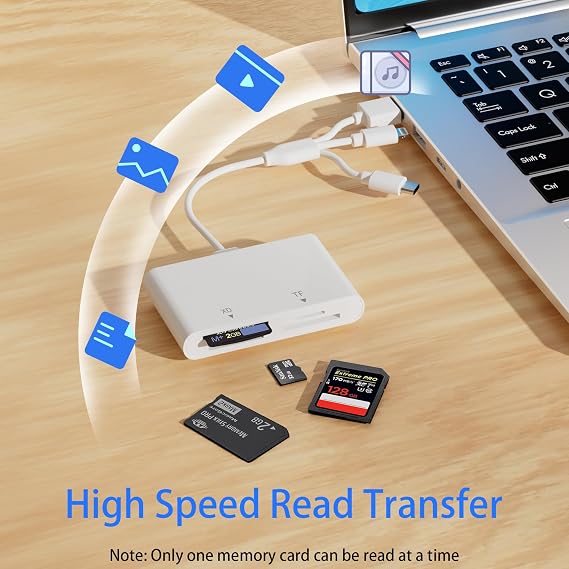 Memory Stick Pro Duo Adapter for iPhone/Android/PC, 4 in 1 SD/TF/MS/XD Picture Card Reader with Lightning/USB/USB-C Connector Memory Card Reader, Memory Stick Pro Duo Reader for Sony Plug & Play