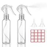 QfwdfcTrenz 2 Pack Small Spray Bottles, 3.5oz/100ml Clear Empty Water Spray Bottle for Cleaning Plastic Hair Bottle for Salons Essential Oils Water Squirt Adjustable Bottles for Hair, Plants, Pet