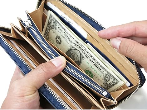 Amazon | [バギーポート] ラウンドファスナー長財布 藍染めレザー+