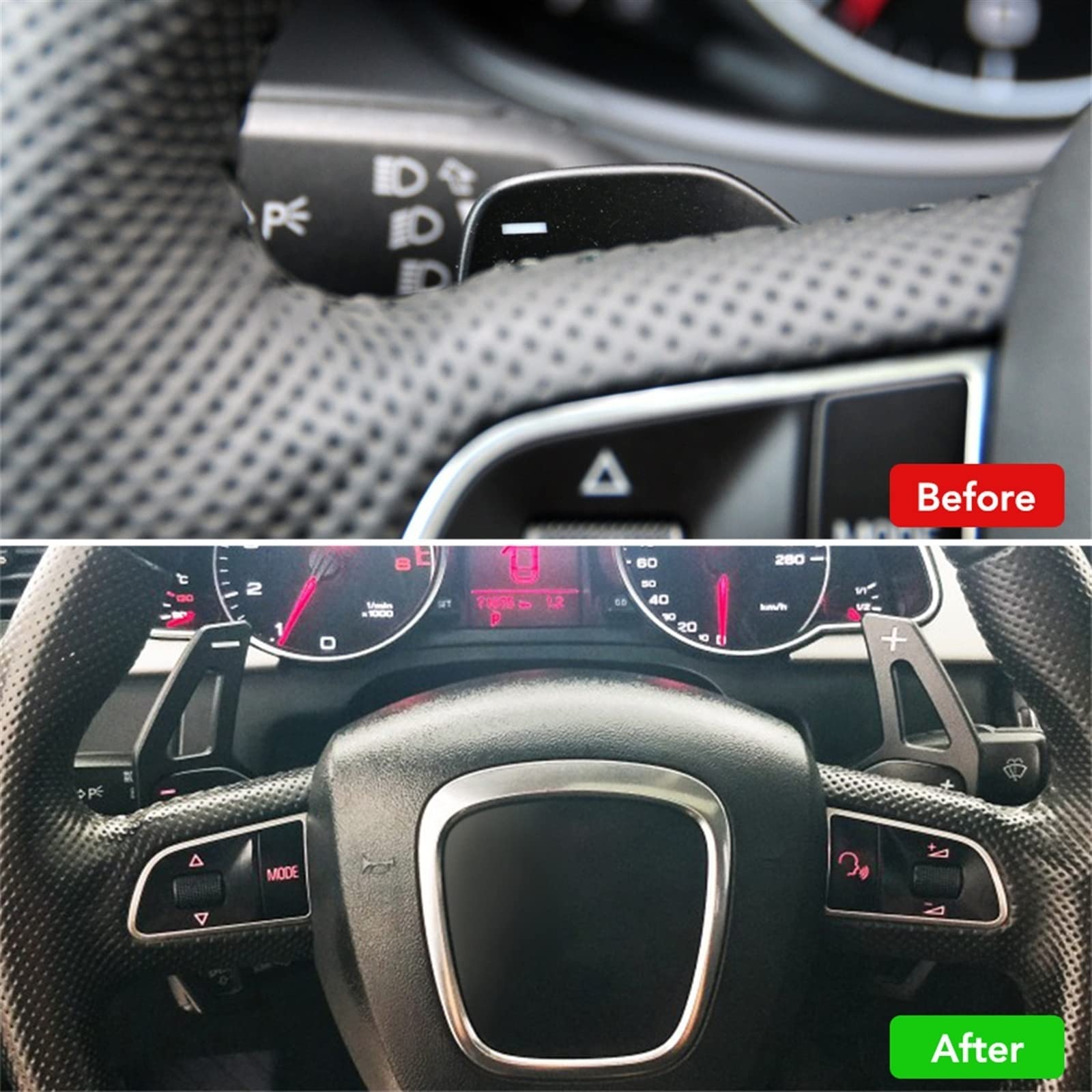 Palettes De Changement De Vitesse Volant Extension Aluminium – Compatible Audi A3 A4 A5 A6 Q5 Q7 R8 2004-2014 (Noir)