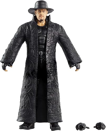 WWE Undertaker Elite Series #80 - figura de acción de lujo con detalles faciales realistas, equipamiento de lucha icónico y accesorios
