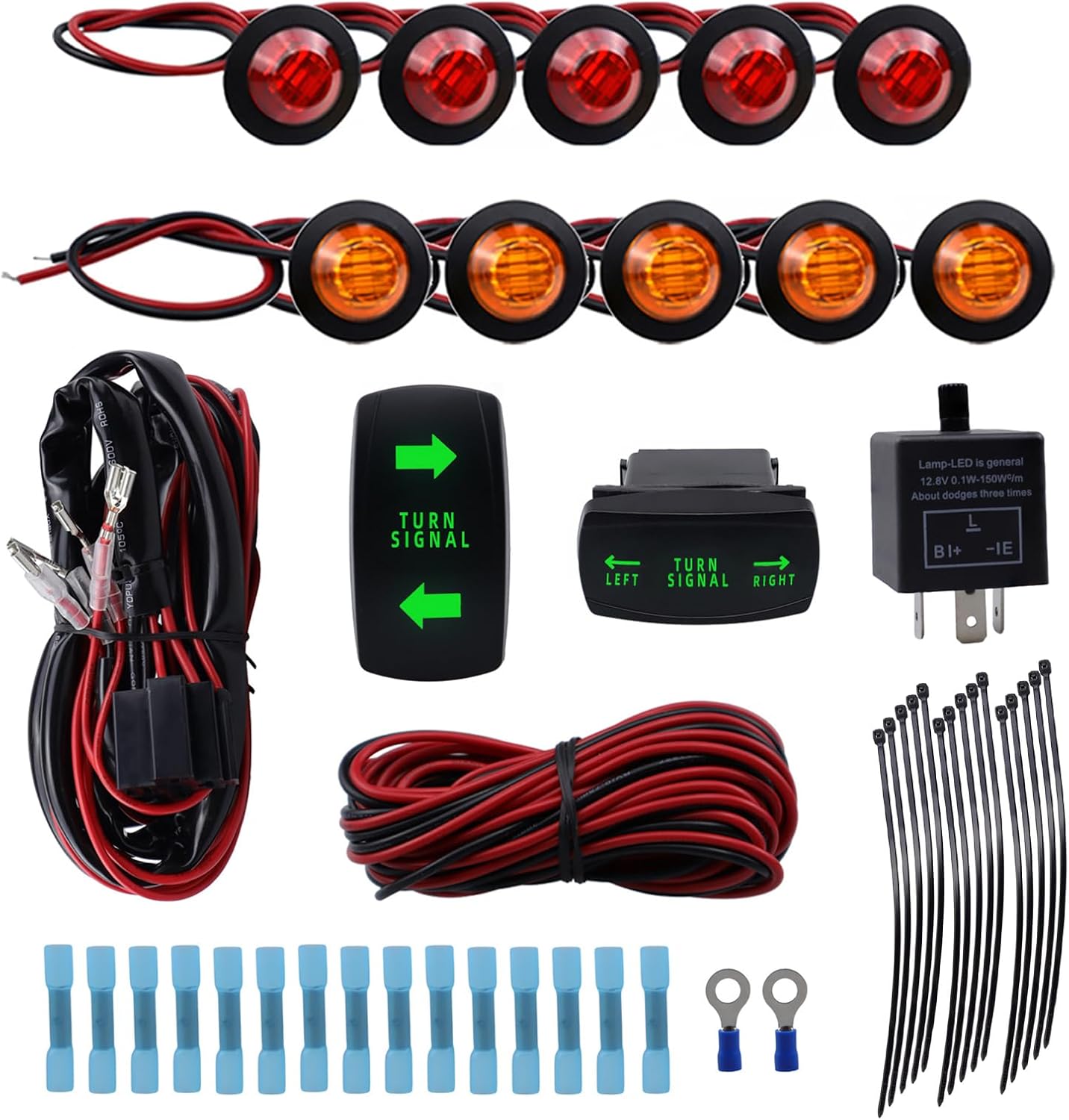 HSSZXFR Universal ATV UTV Steer Signal Kit, Turn Signal Switch Turn