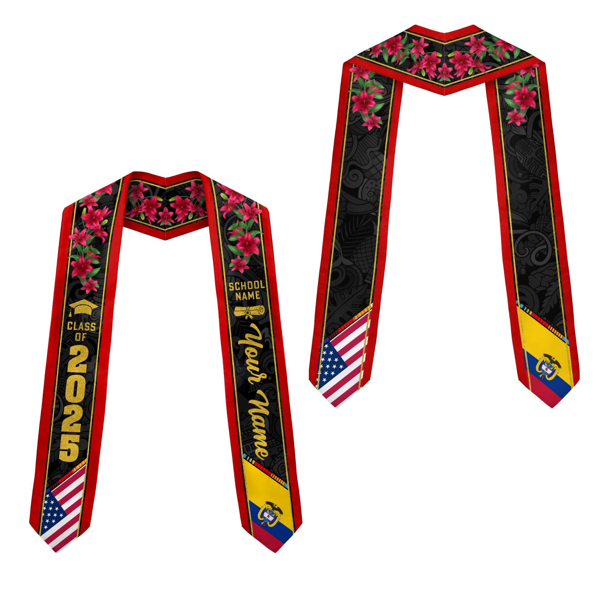 MonkeyVan Personalized Colombia Graduation Sash 2025, Custom Colombian Graduation Stole, Colombia Flag Stole for Class of 2025 Colombia6
