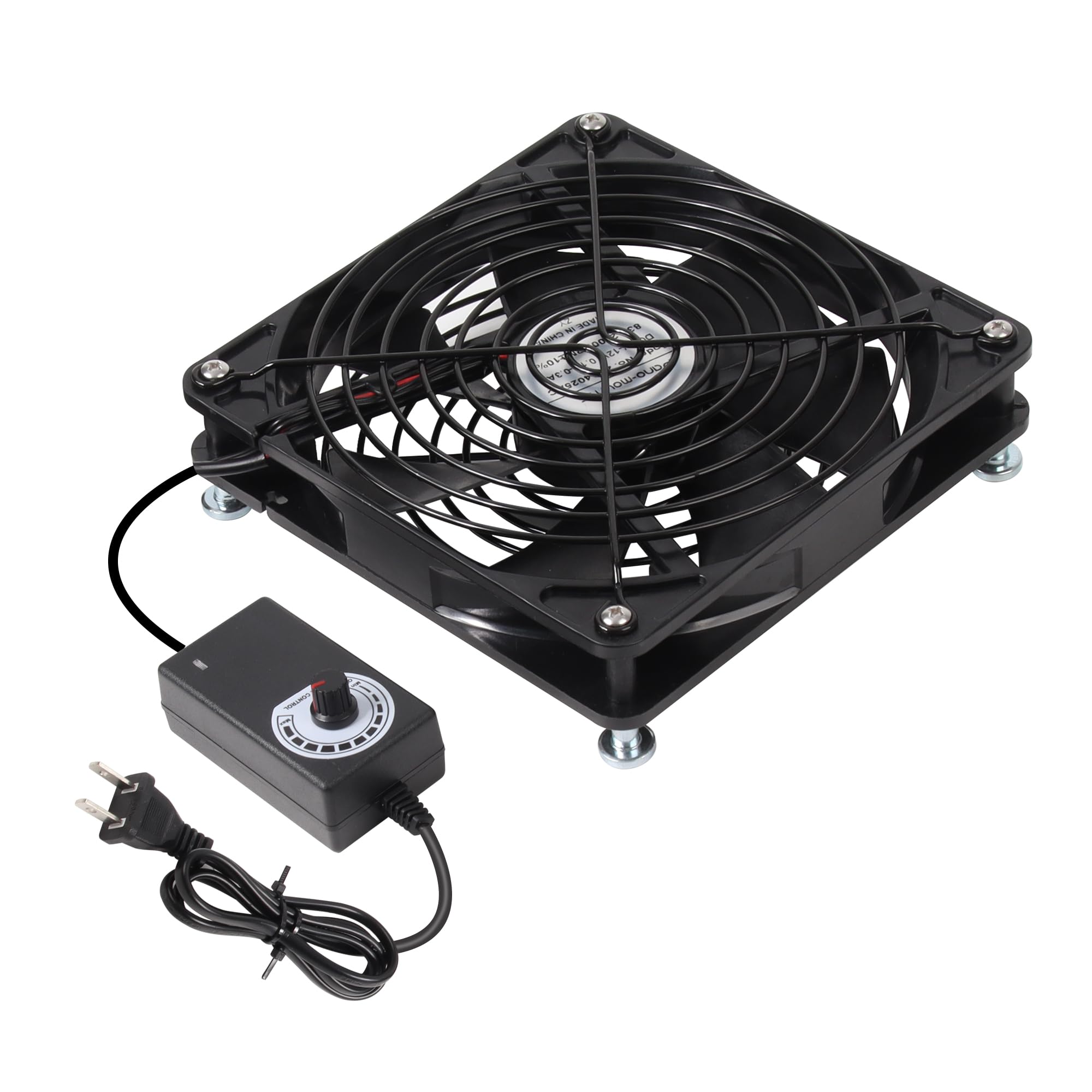Ventilateur de refroidissement pour ordinateur avec vis magnétiques et vitesse réglable - Flexible pour armoire, serveur, plate-forme minière, poulailler et plus encore - 140 mm x 25 mm