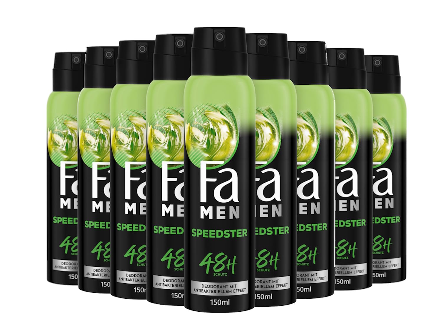 FA Deodorante spray Men Speedster con taurina (9 x 150 ml) attiva il tuo corpo, mente e sensi con il rinfrescante profumo di agrumi e citronella