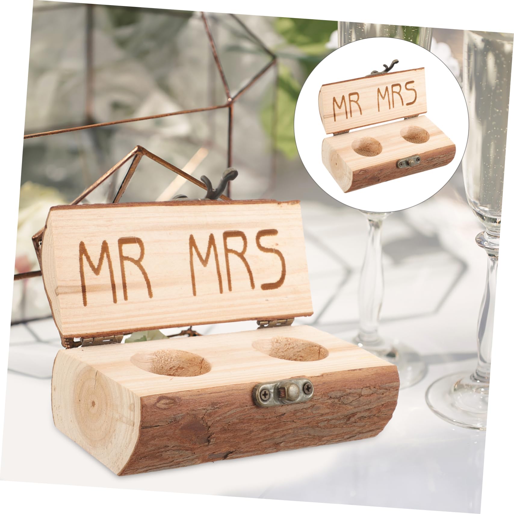 minkissy 5 Pièces Boîte de bague de mariage en bois couples boîtes à alliances pour cérémonie boite bague porte-bagues cas de bague de fiançailles cas de stockage de bijoux lin