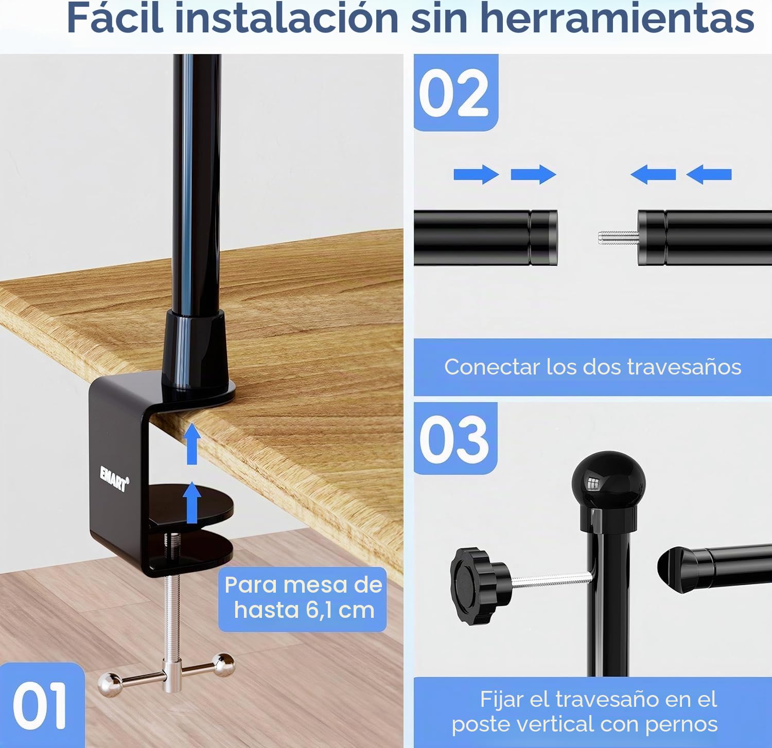 EMART Soporte Fondo Fotográfico Ajustable 180x240cm, Soporte de Fondo de Mesa con Abrazaderas, Arco Decorativo de Mesa para Cumpleaños, Bodas, Fiestas, Decoración de Aniversario