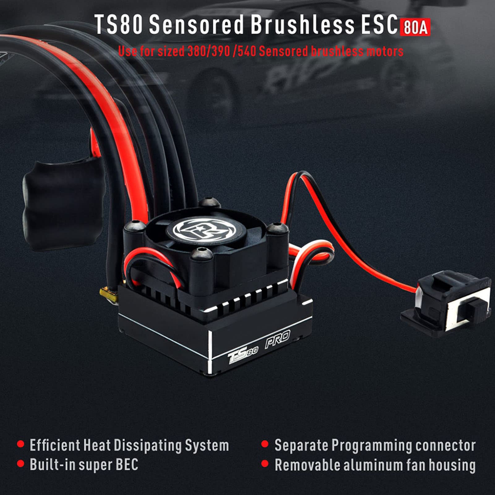 Zestaw silnika RC ESC 10,5T 390 bezszczotkowy silnik z czujnikiem i bezszczotkową powłoką ze stopu aluminium ESC z czujnikiem TS80 do samochodów RC 1/12 i 1/14