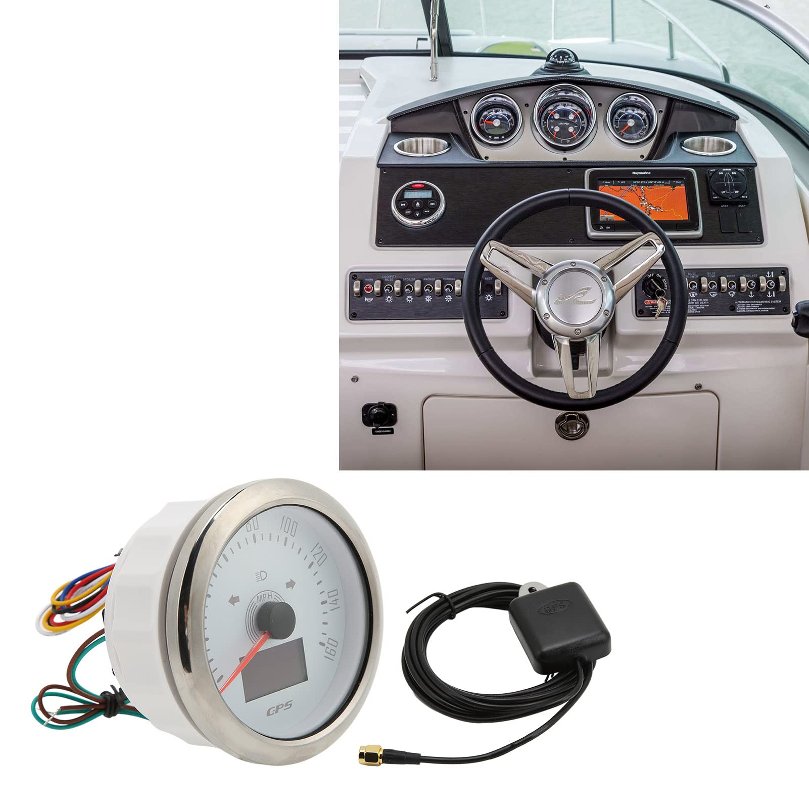 Cocoarm Velocímetro GPS, Medidor de Odómetro ABS de Acero Inoxidable, Pantalla LCD de 0 a 160 MPH, Señal GPS IP67, 9 a 32 V, para Automóviles, Barcos, Vehículos Recreativos, Yates, Maquinaria de