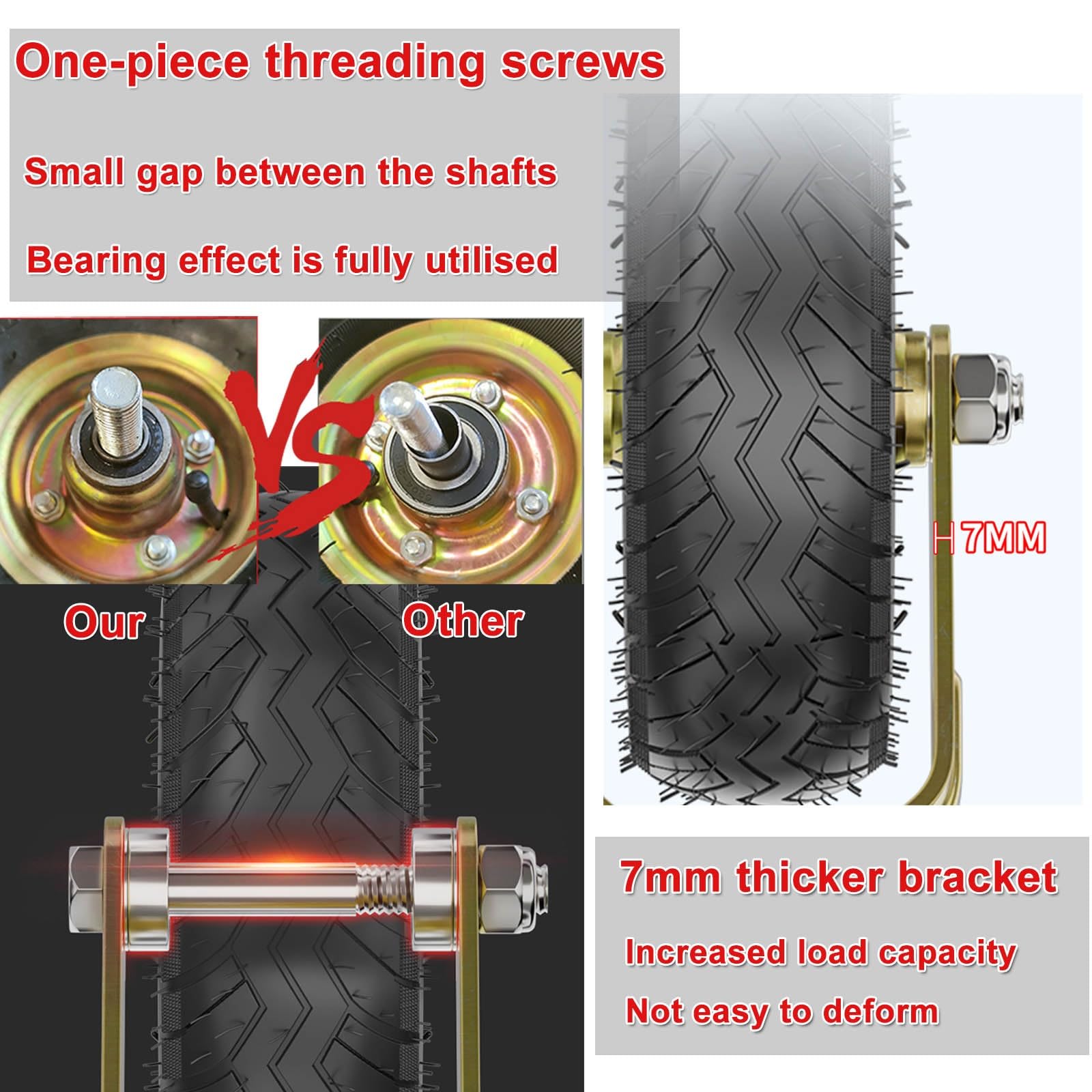 WORDFUN 2 Rubber Casters, 8" 10" Replacement Wheel For Furniture DIY Workbench Trolley, Heavy Duty Industrial Casters, Pneumatic Swivel Caster, Puncture-Proof Wheel, Quiet - View #11