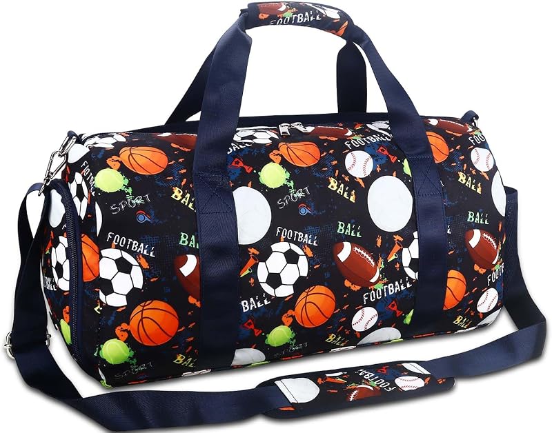 Bolsa de viaje para gimnasio para niños, bolsa de baile para deportes de gimnasia con compartimento para zapatos y bolsillo húmedo, bolsa de viaje para niños, adolescentes, fin de semana, fiesta de pijamas