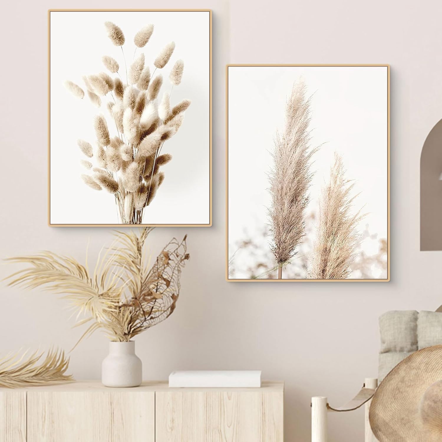 HMXQLW Nature Moderne Beiges Pampa Impression sur Toile Affiche Decoration Murale Tableau Art Toile Peinture Salon Chambre Maison Decoration Murale Sans Cadre (3X50X70CM)
