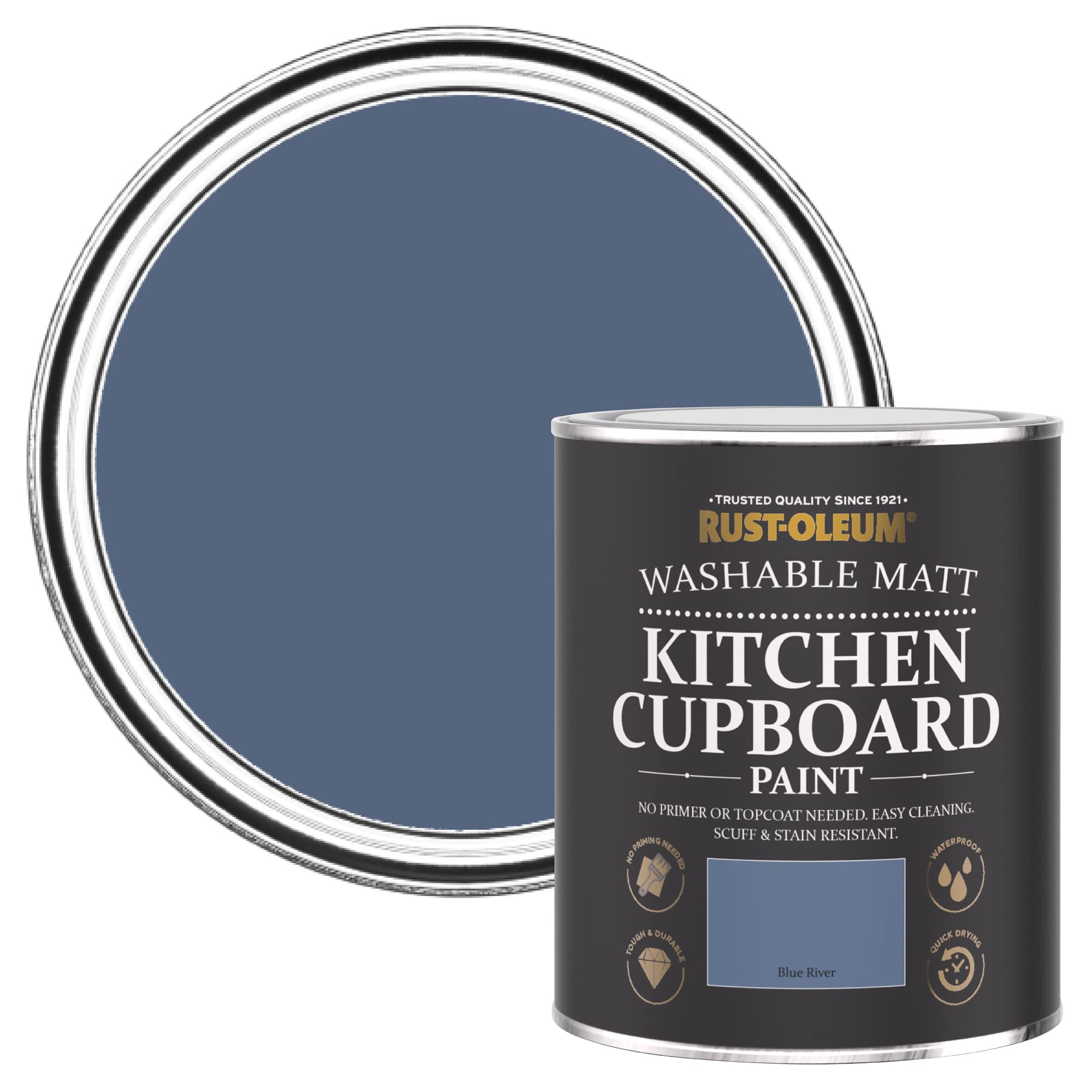 Rust-Oleum Blue Kitchen Cupboard Paint in Matt Finish - Blue River 750ml