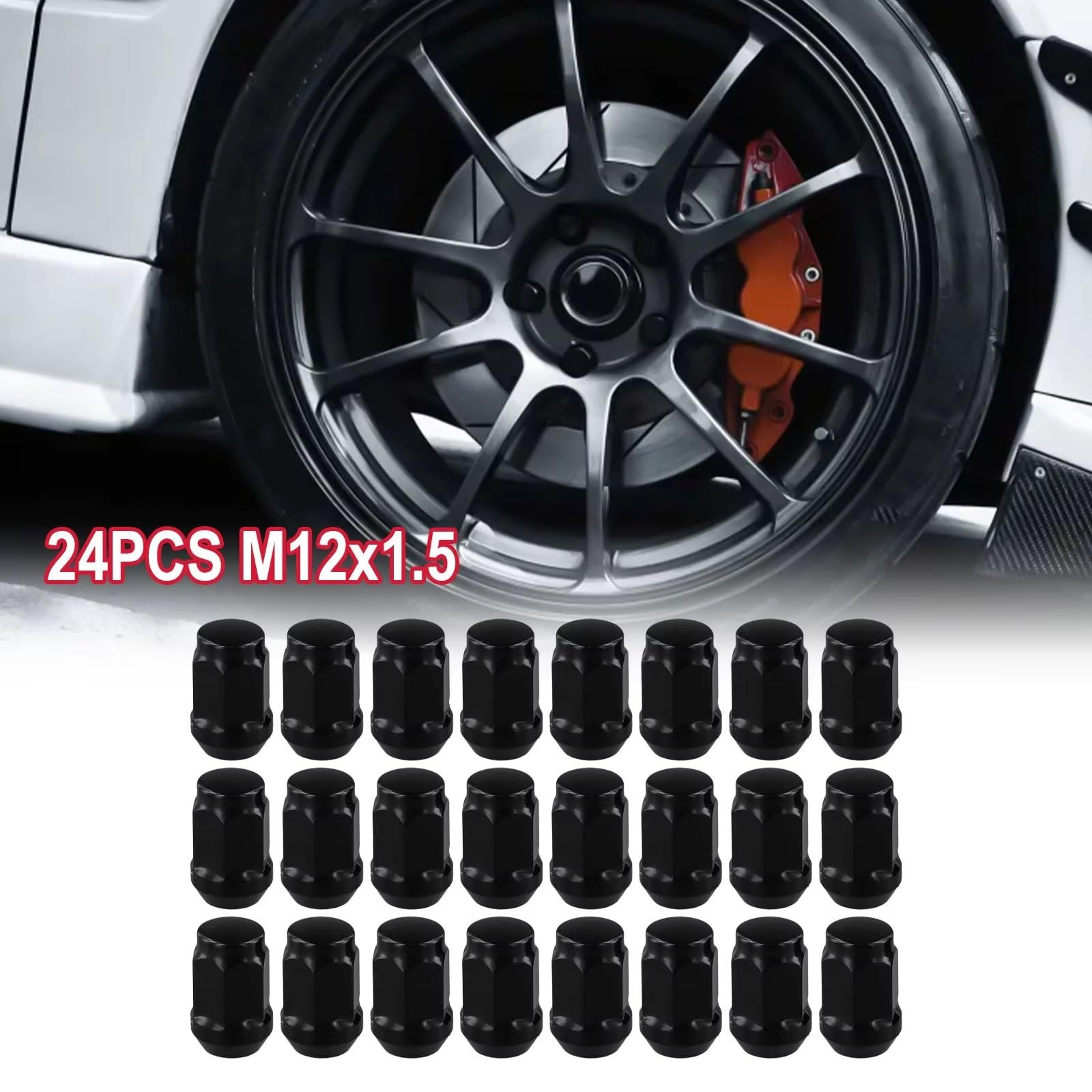 Boulons de Roue pour Toyota Land Cruiser et Prado M12x1,5, écrous de Roue Noirs, Douille pour écrou de Roue Noire