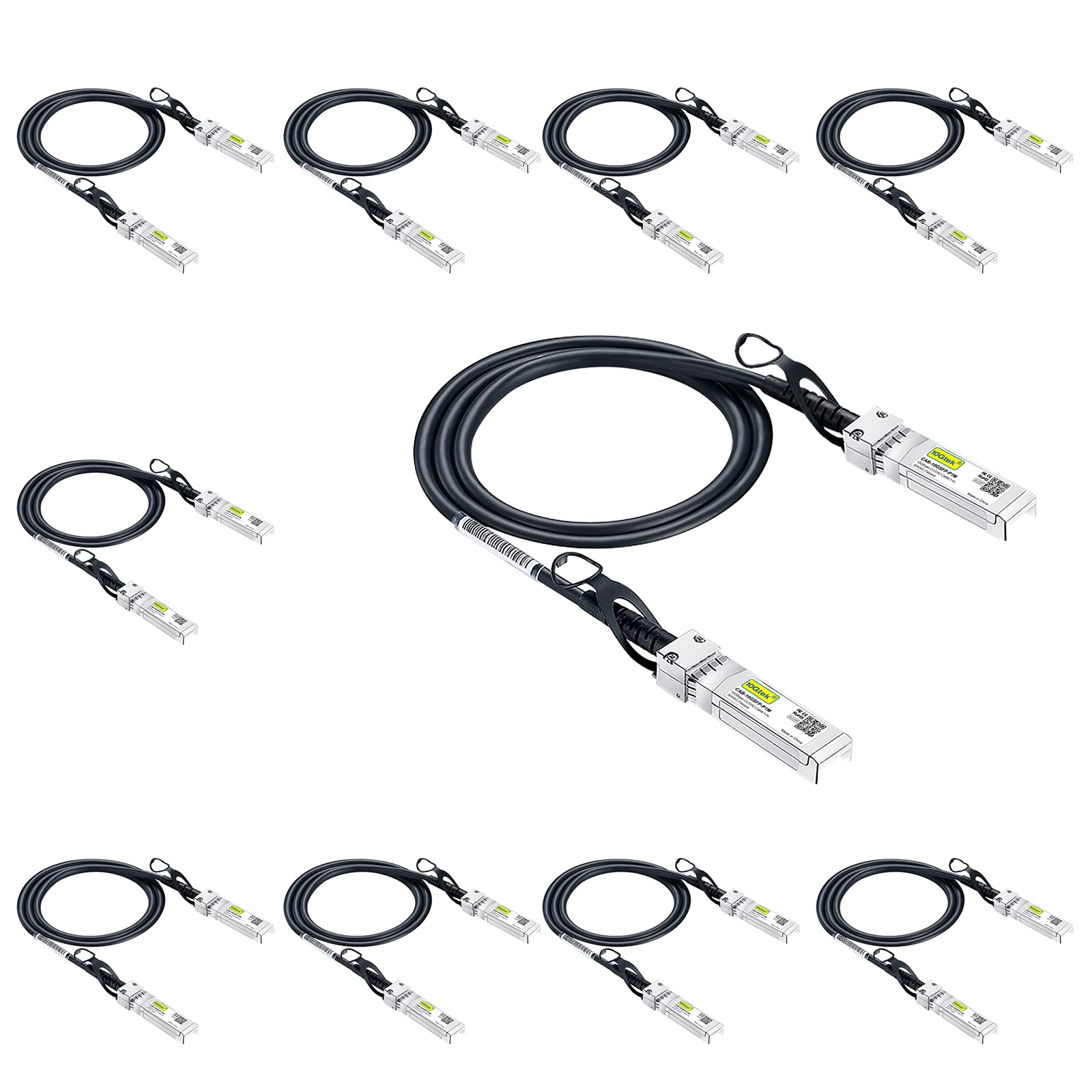 10Gtek [10 Pack] 10G SFP+ DAC Cable 1 Meter - 10GBASE-CU Passive Direct Attach Copper Twinax SFP Cable for Cisco SFP-H10GB-CU1M, Ubiquiti, Netgear, D-Link, TP-Link, Supermicro, Mikrotik
