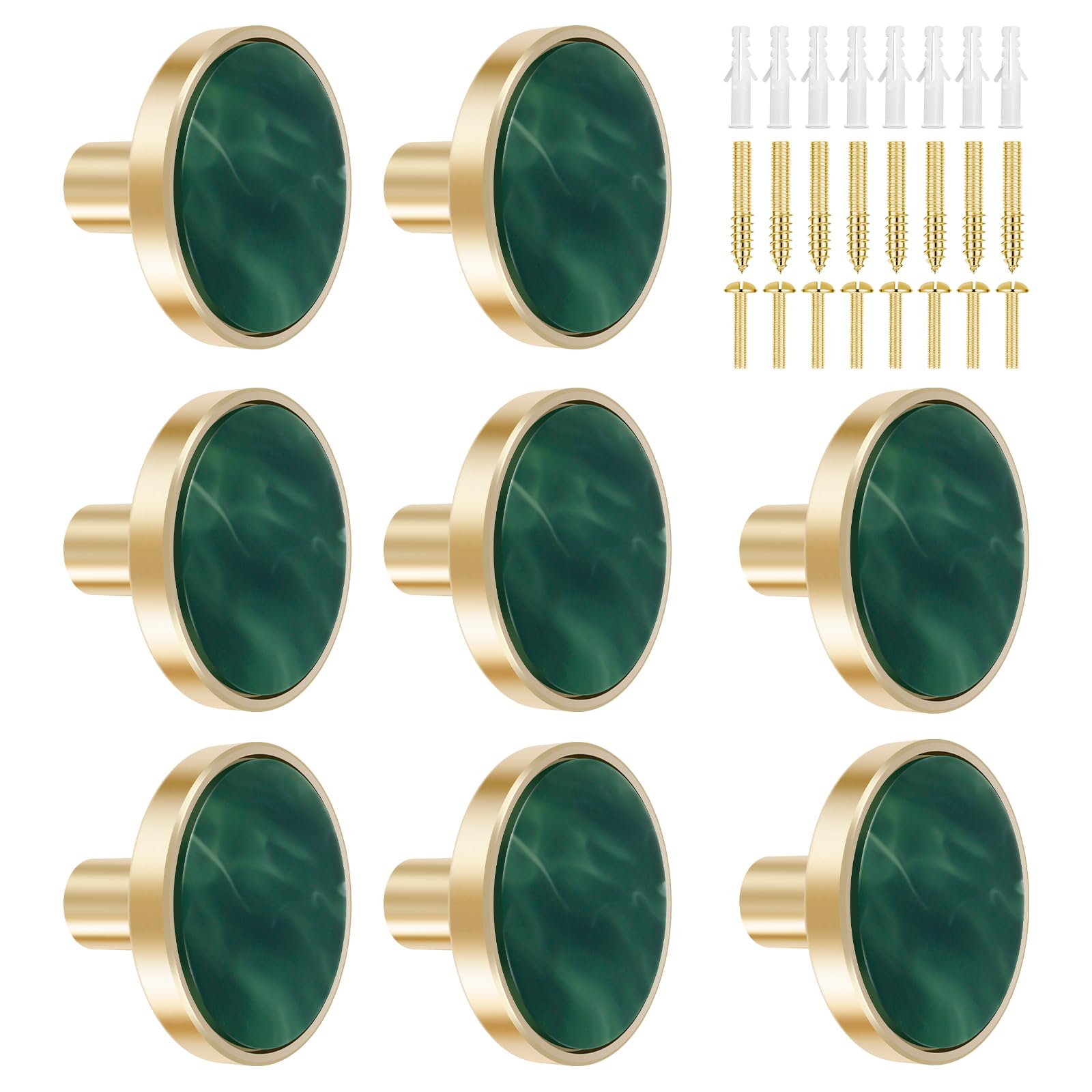 Shaojian Green 8Pcs Drawer Knob Set Brushed Zinc Alloy Cabinet Knobs 32X25mm Kitchen Cabinet Handles Decorative Exquisite Furniture Knob Dresser Knob For Closet Drawer Dresser Door(Green)
