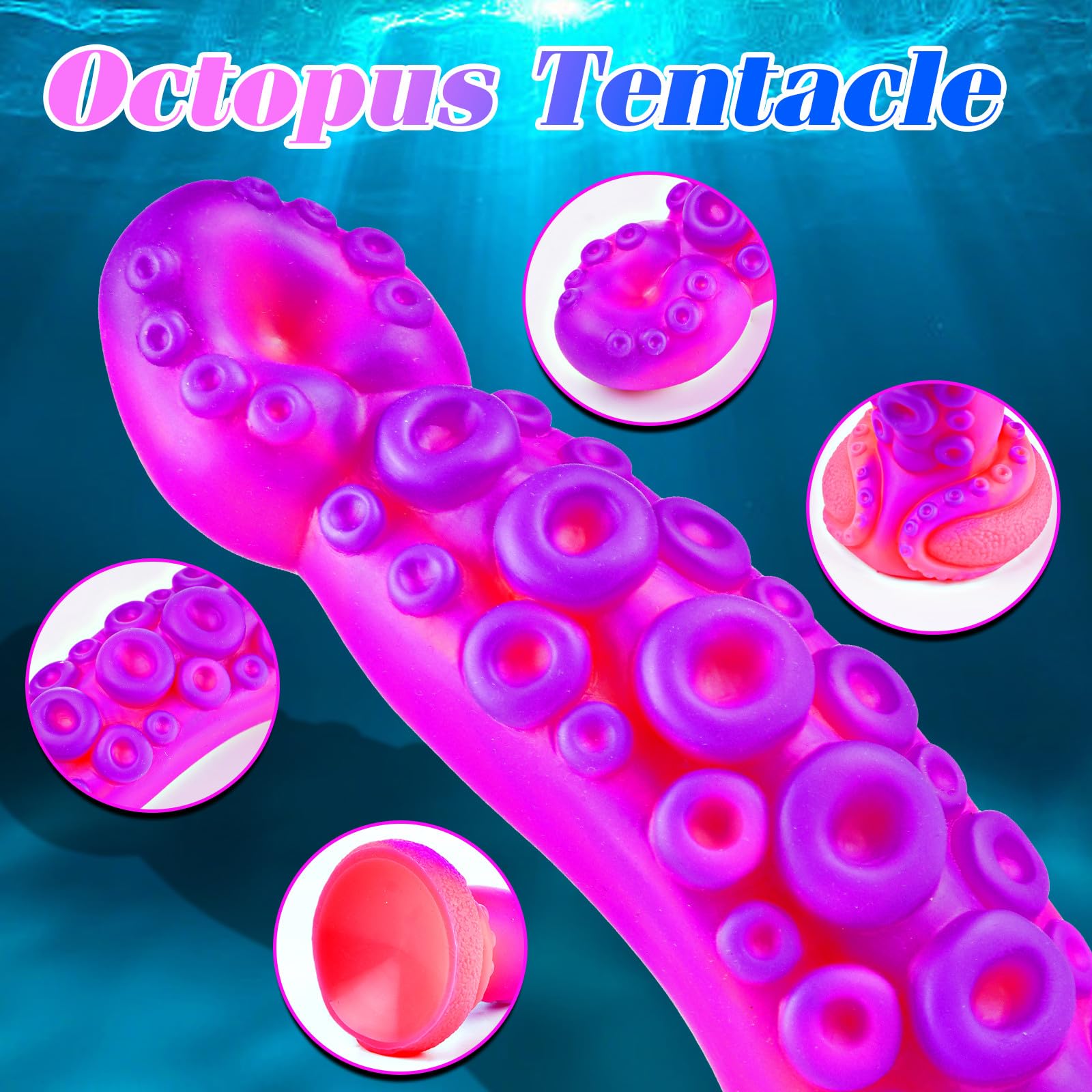 2" Diameter Silicone Tentacle Fantasy Monster Dildo for Women Men, 8 Inch Extra Huge Large Thick Anal Dildo with Suction Cup, Giant Octopus Alien Pink Purple Colorful G-spot Dildos Strap On Sex Toy
