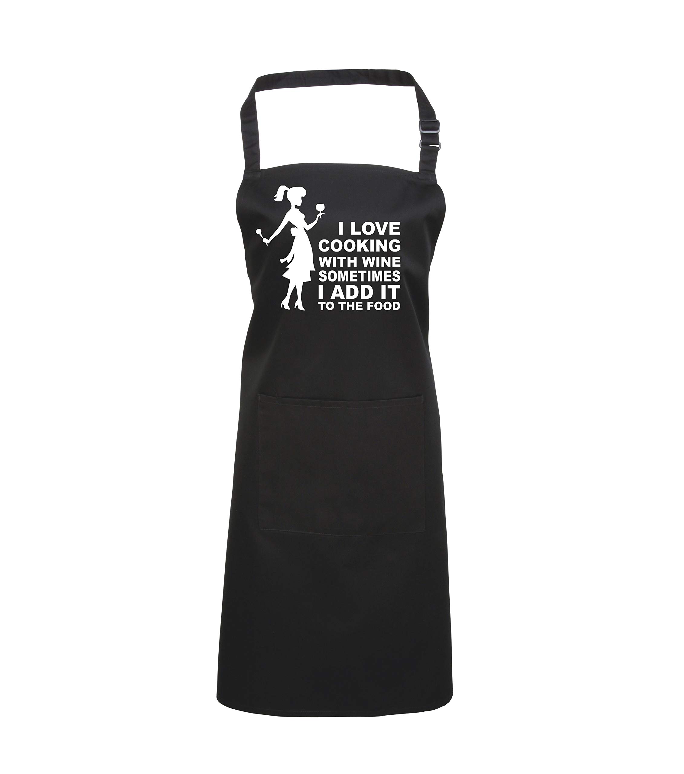 Edward Sinclair Women's Black Apron | With Image | I Love Cooking With Wine | Sometimes I Add It To The Food