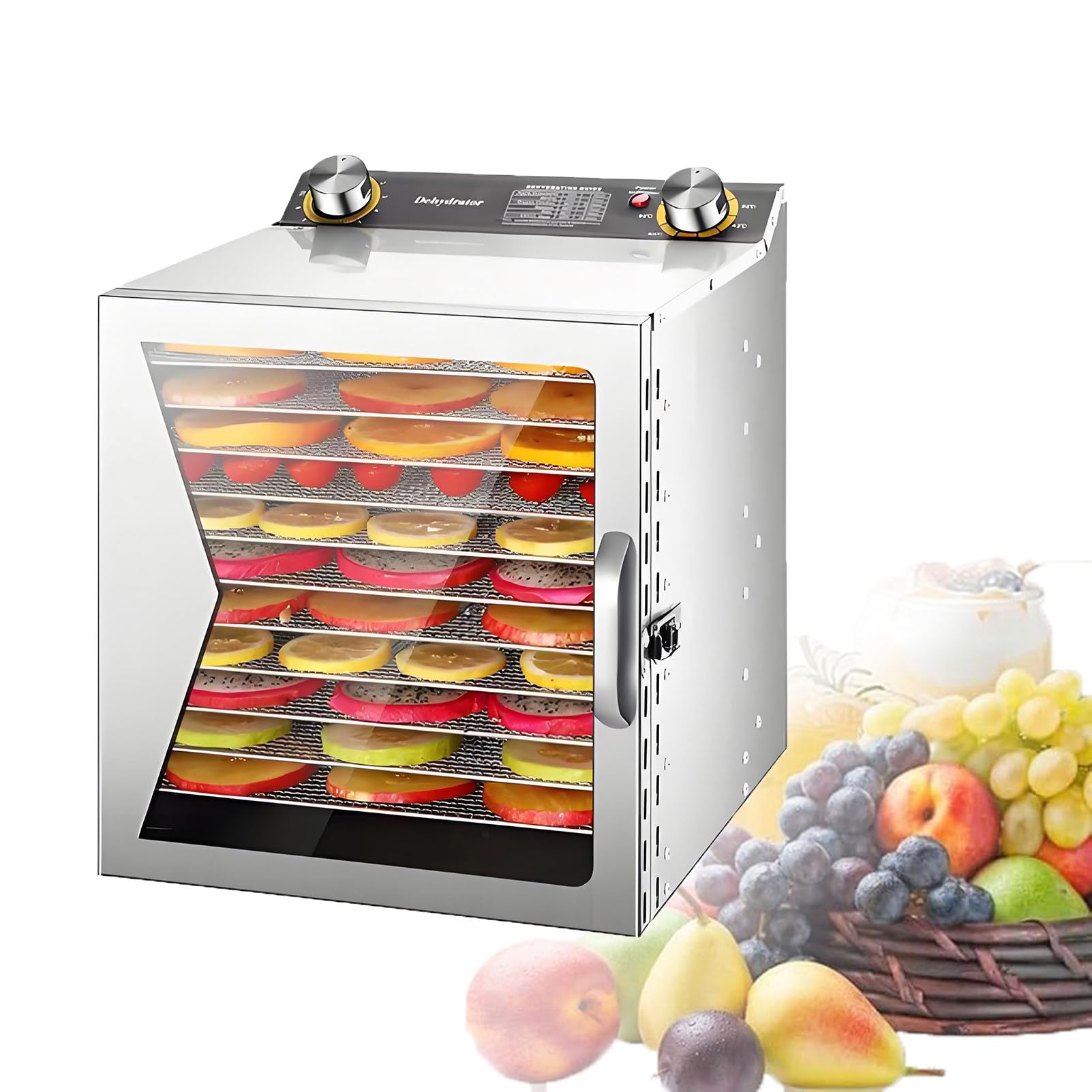 Suszarka Liofilizacyjna 400 W/800 W Suszarka do Żywności ze Stali Nierdzewnej Czas 0-12 Godz Regulacja Temperatury 30-90°C Liofilizowane do Owoców Warzyw Mięsa Owoców Morza 12-layer