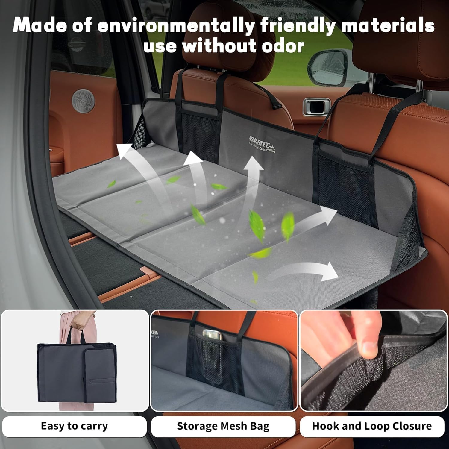 EULANT Car Posteriore Seat Bridge, Supporta il Materasso Aria da Campeggio di Bagaglio Auto & Estende il Sedile Posteriore e dà più Spazio ai Cani