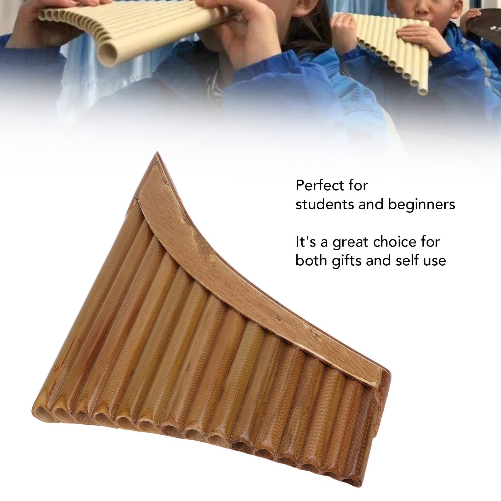 Flûte de pan, facile à utiliser Exécution exquise Instrument à vent Bambou naturel pur pour concert Main gauche