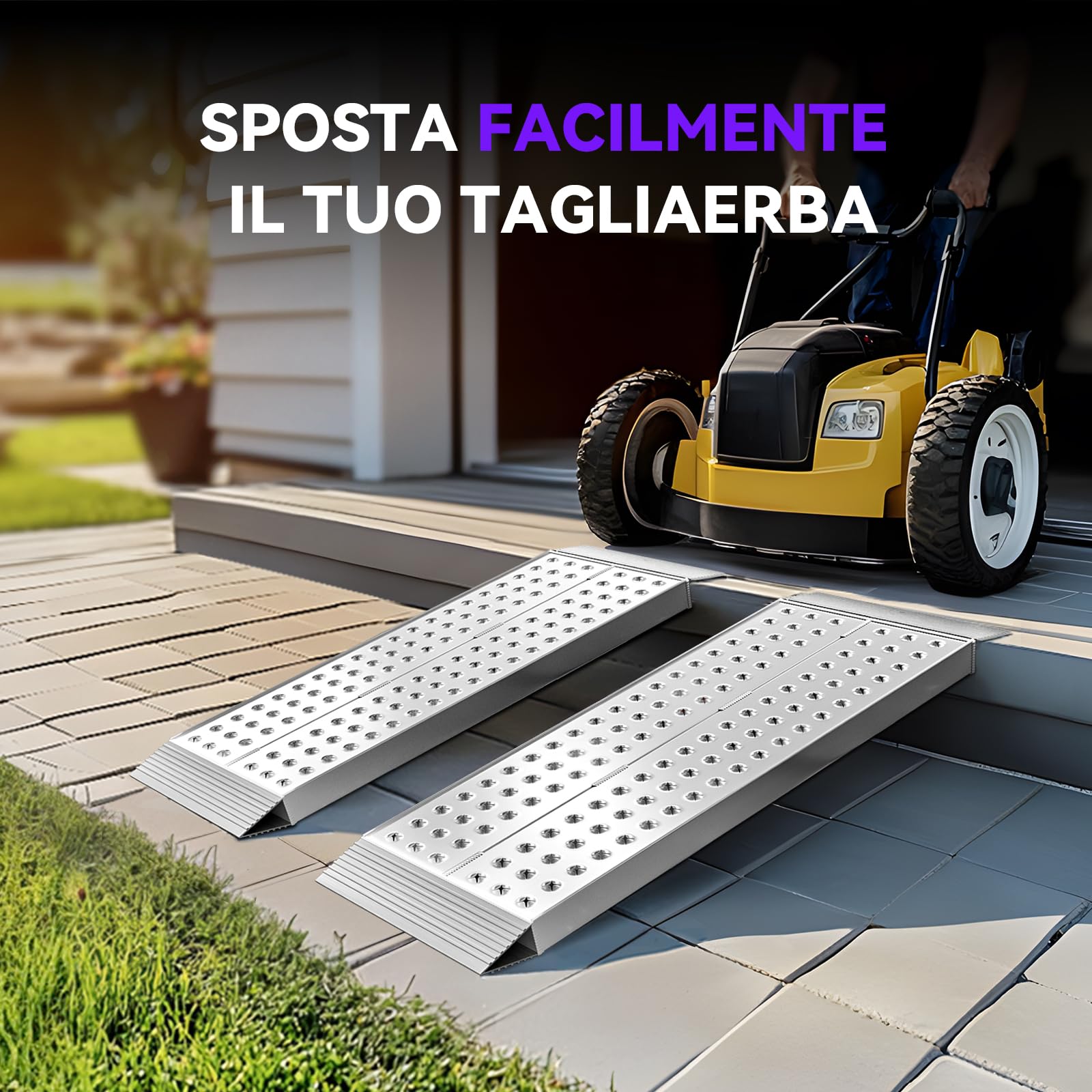FACHNUO Rampa di carico stabile in alluminio, 100 x 30 cm, capacità di carico 680 kg, antiscivolo per capannone/tosaerba, per spazzaneve e moto, crossbike e ATV, set da 2, colore: Argento