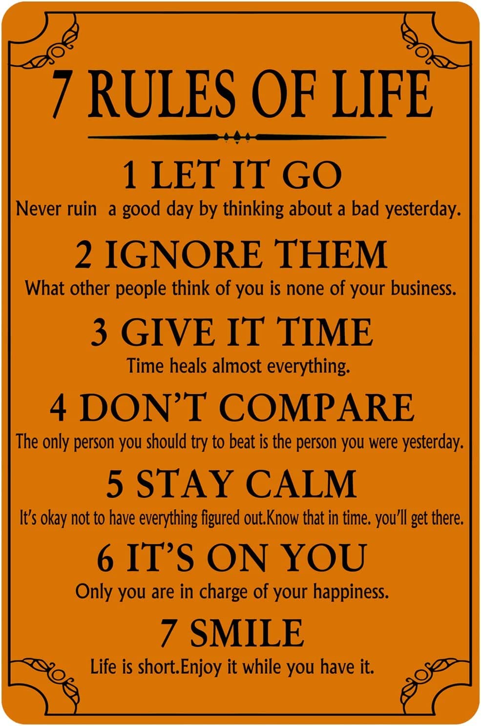 Motivational Quotes Metal Tin Sign 7 Rules Of Life Wall Art for Men Read Inspirational Posters for Classroom High School Motivational Posters for Bedroom Boys Room Home 8x12 Inch