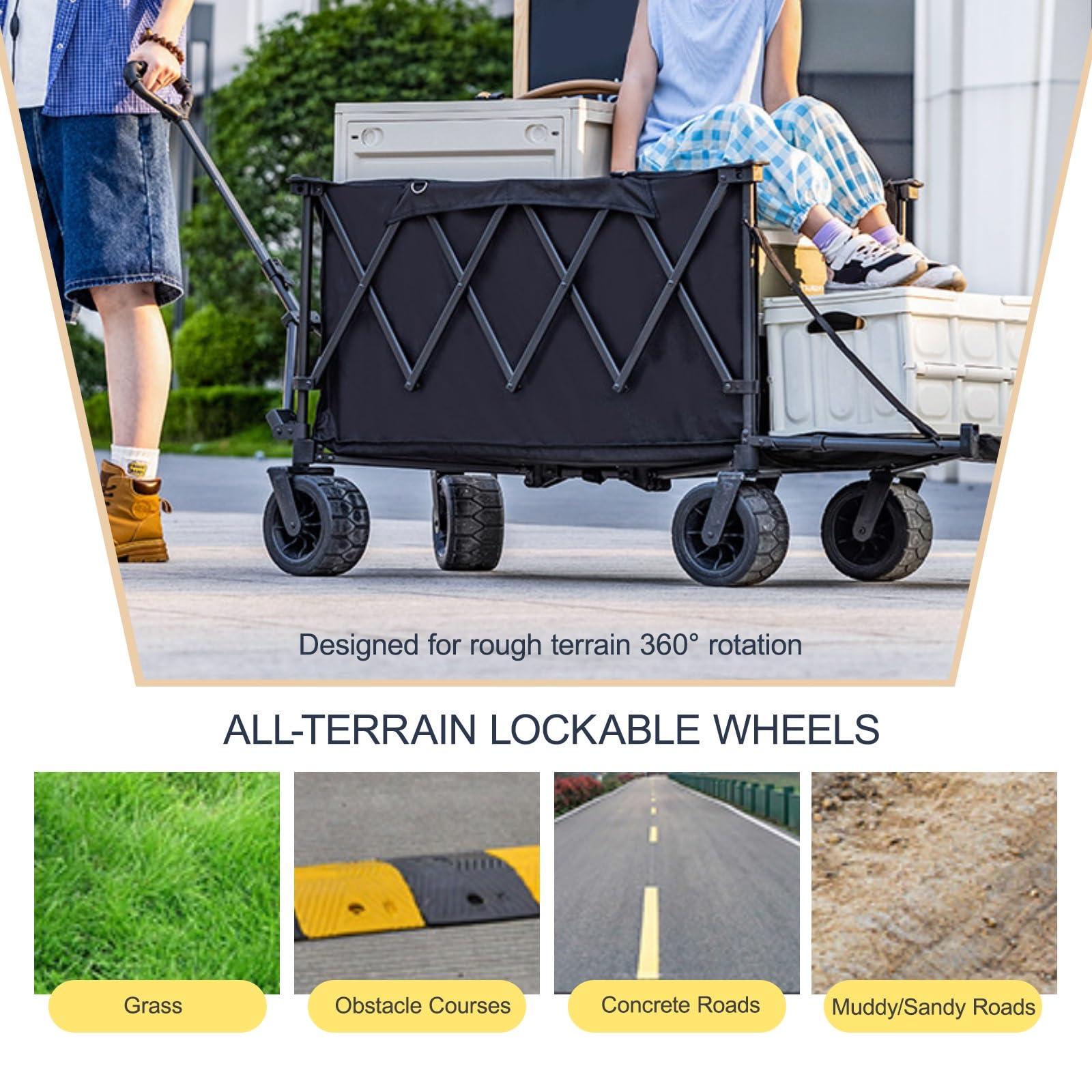 Carrello pieghevole portatile con ruote, ideale per esporre alimenti per eventi all'aperto, mercati agricoli, venditori ambulanti, barbecue, festival e feste, leggero, facile da trasportare