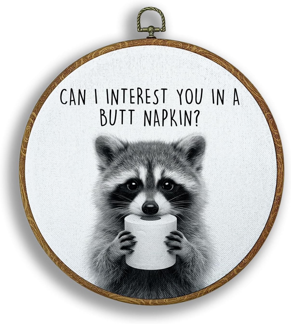 LERJZEFUH Raccoon Bathroom Wall Art - Funny Raccoon Framed Canvas Prints, Farmhouse Animal Bathroom Wall Hanging Artwork Decorations for Bath Room Restroom Washroom, 10x10 Inch
