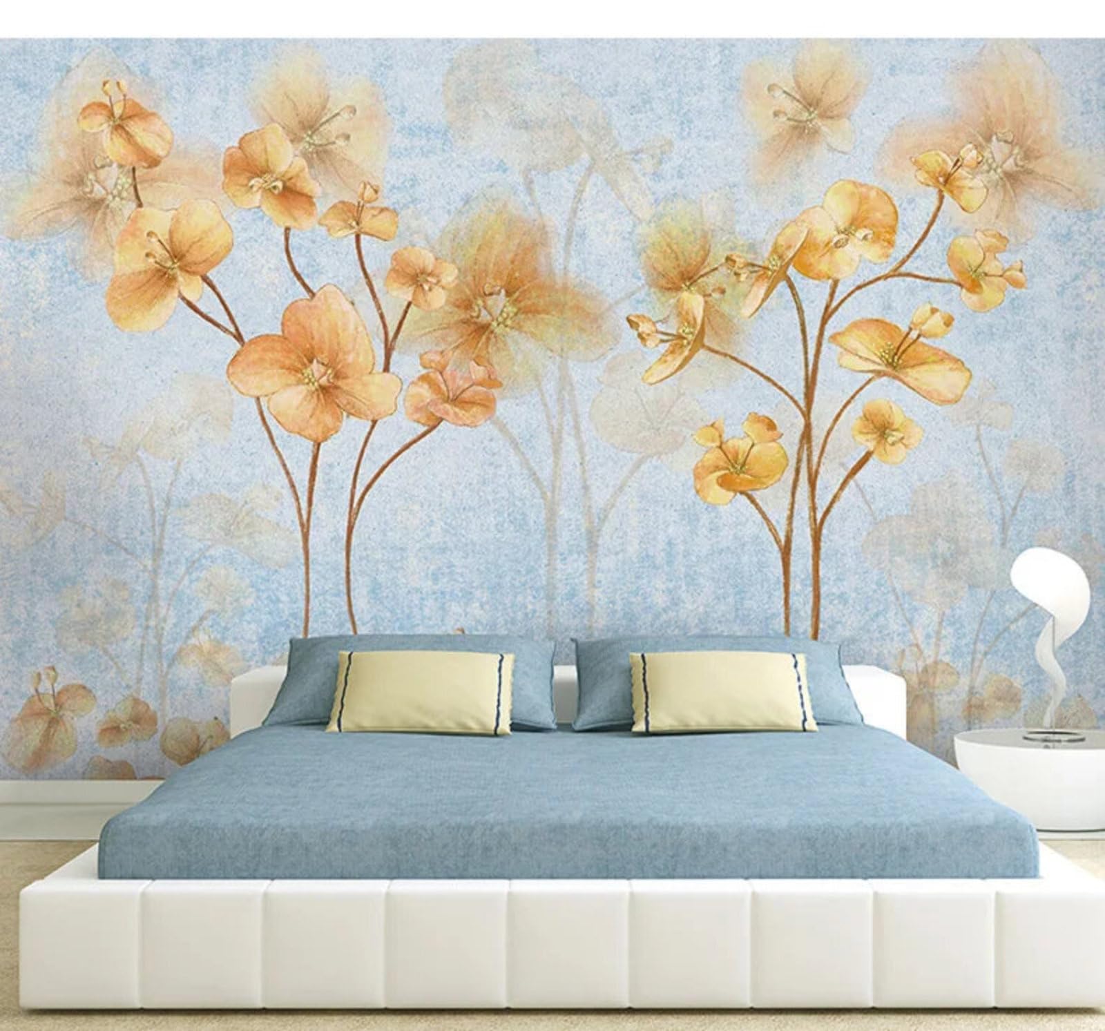 Tzxztt Minimalist Beautiful Hand Drawn Golden Flowers Modern 3D Wallpaper Premium Textured Silk Neutral Tones Material Ideal for Living Room Bedroom-430cm×300cm
