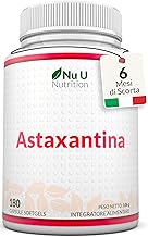 Natural Astaxanthin 12 mg – 180 Softgel Capsules – 6 Months Shelf Life – Antioxidant Supplement from Haematococcus Pluvialis Algae – Magnesium Stearate and GMO Free – Made in Europe Nu U Nutrition
