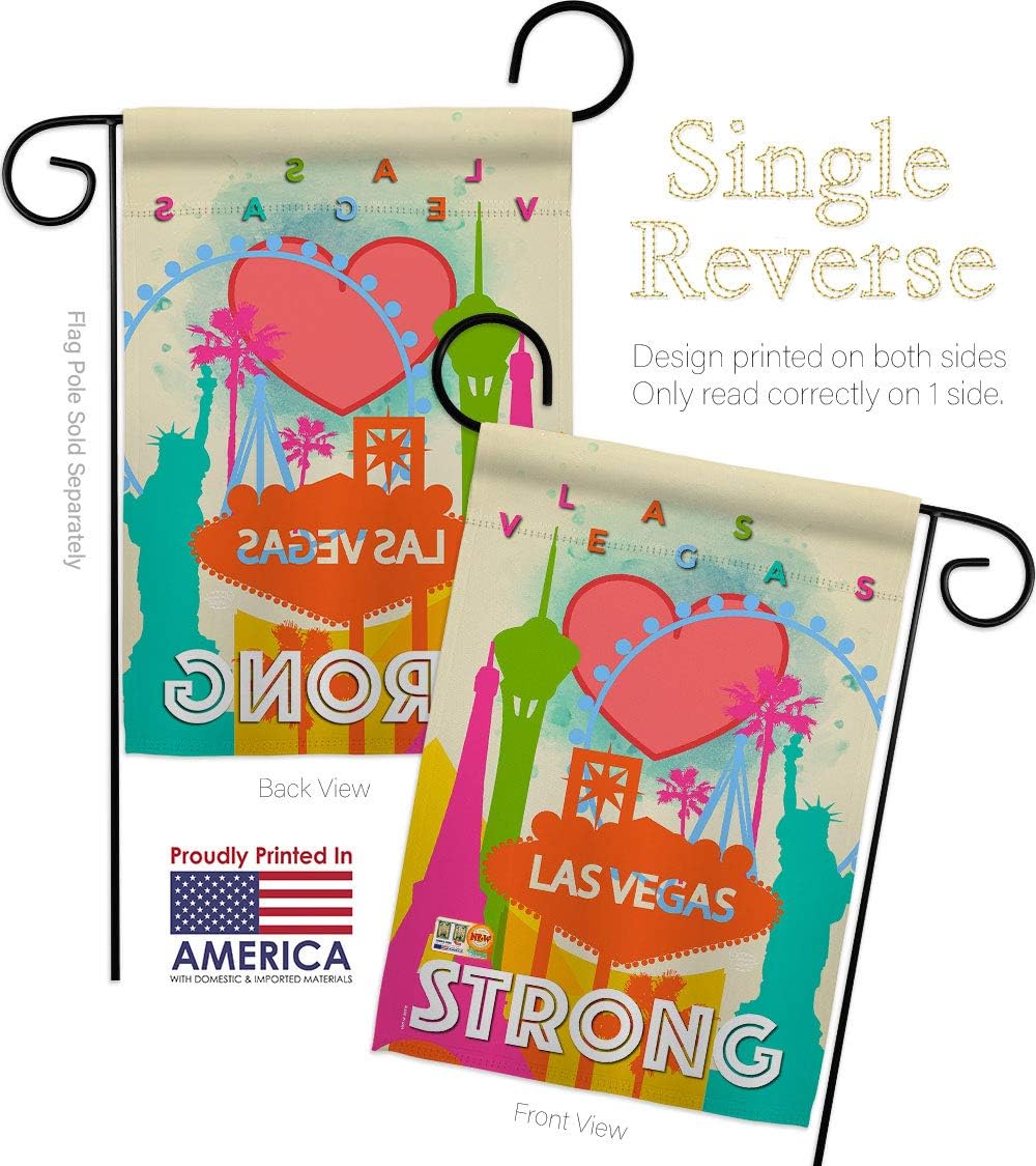 Las Vegas Strong Garden Flag Set Wall Holder Support Cause BLM Anti Racism Justice Revolution Movement Equality Social Small Decorative Gift Yard House Banner Made In USA 13 X 18.5