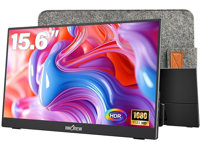 InnoView 15.6英寸便携式1080P显示器带保护套和可调90°支架
