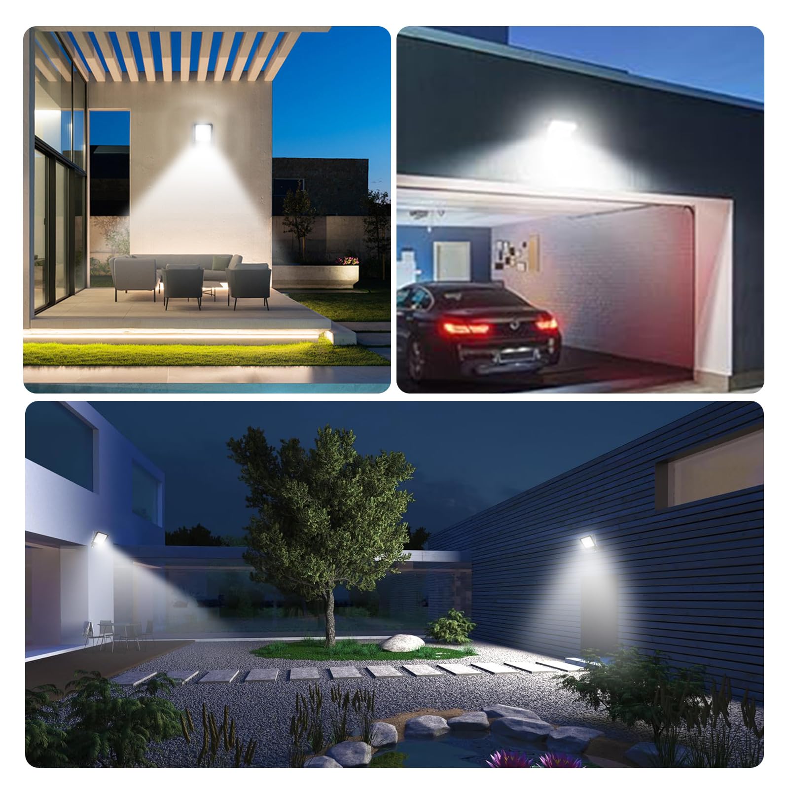 100W LED Strahler mit Bewegungsmelder Außen, 5 Stücke Außenlampe 6500K Kaltweiß Superhell Fluter Scheinwerfer Licht, IP65 Wasserdicht Außenstrahler Flutlicht für Garten, Innenhöfe, Garage