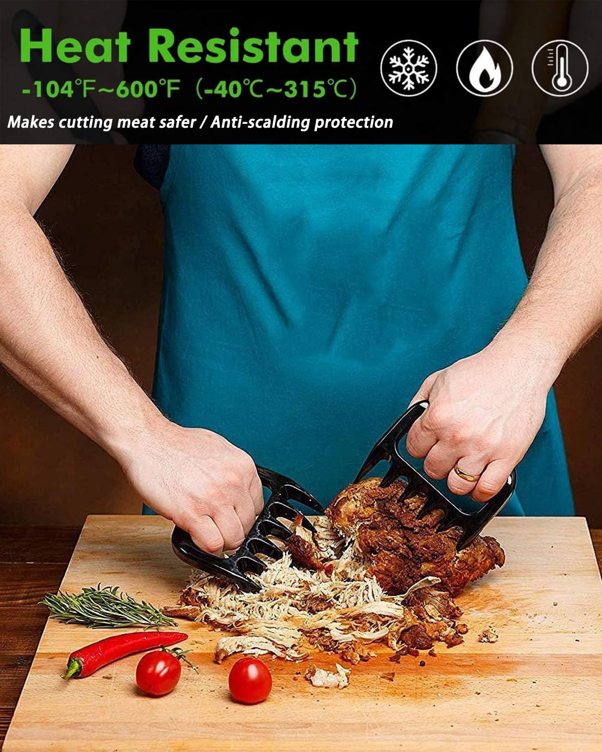2Pcs Pulled Pork Artigli per Carne, Attrezzi Barbecue Claws,Barbecue Artigli Sfilaccia Pollo, Forchettone da Cucina BBQ, Regali Barbecue Originali,per Carne di Maiale Tirato, Manzo, Tacchino
